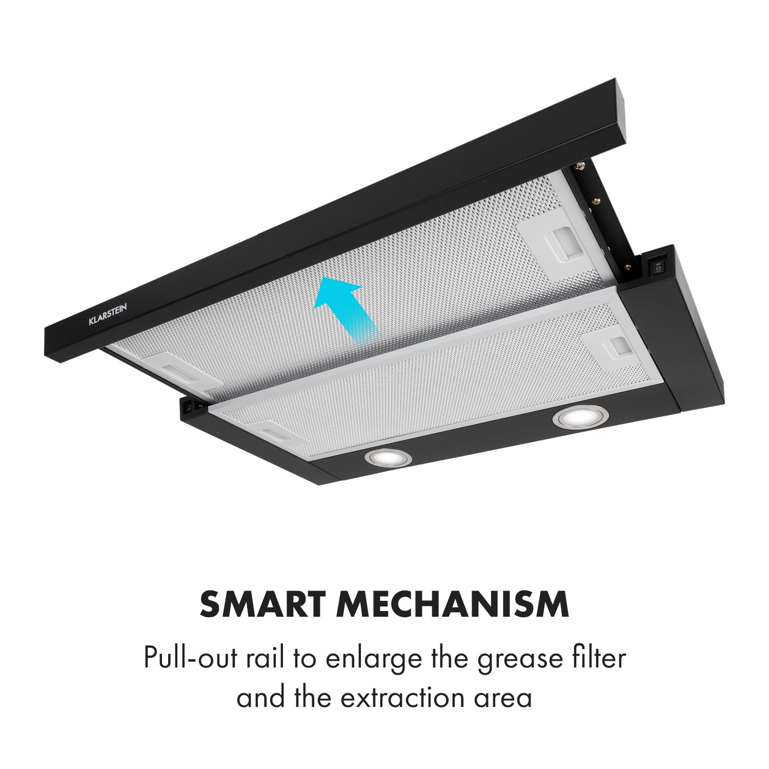 Mariana 60, hota telescopica  500 m³ / h, LED 60 cm | Negru