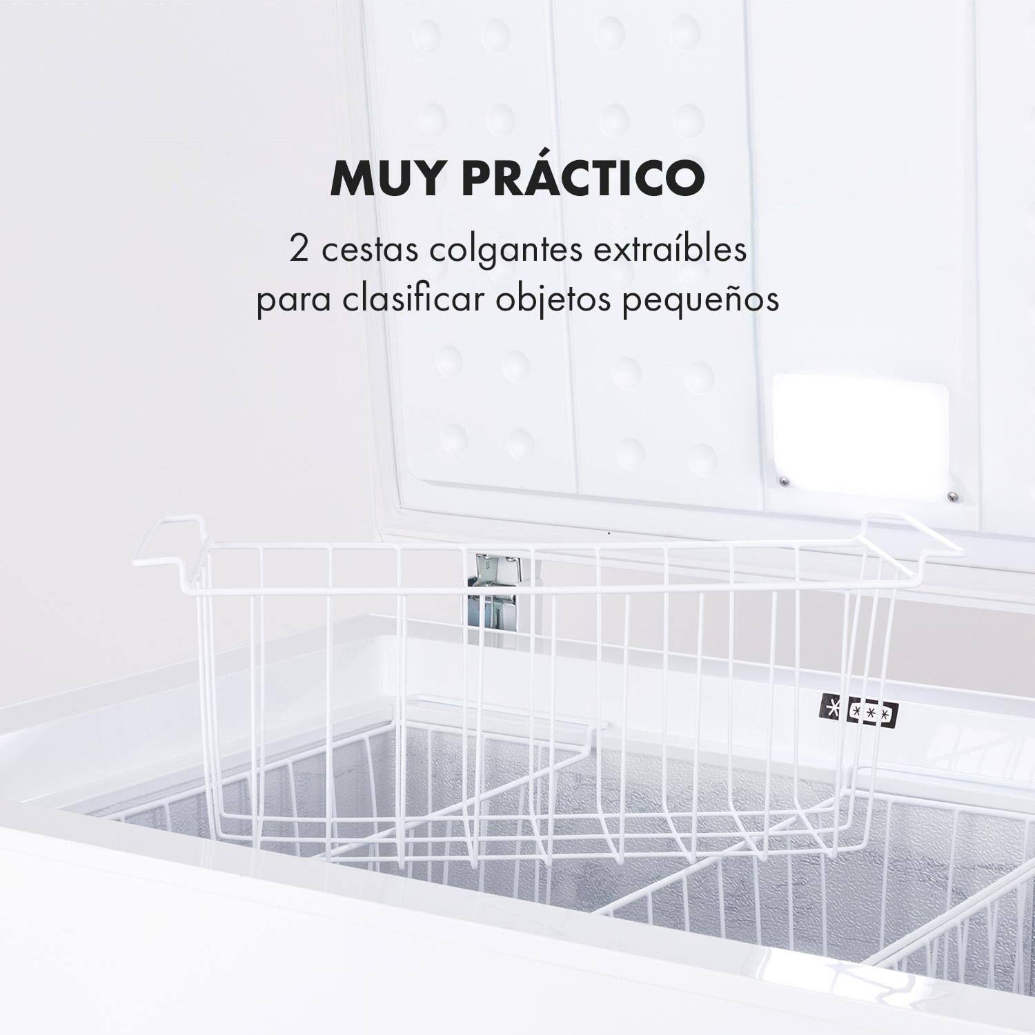 Iceblokk Eco congelador D 200 litros 2 cestas colgantes rodillos de suelo 