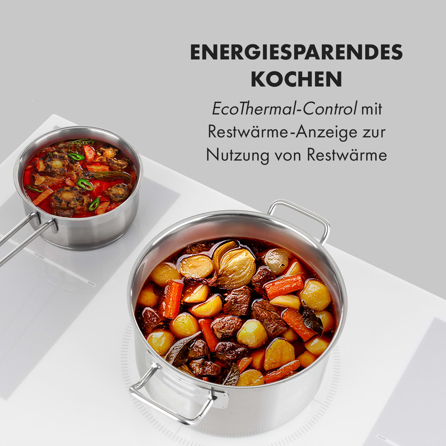 Delicatessa 90 Flex Einbaukochfeld Induktion 5 Zonen 7400W Autark Weißes Glas