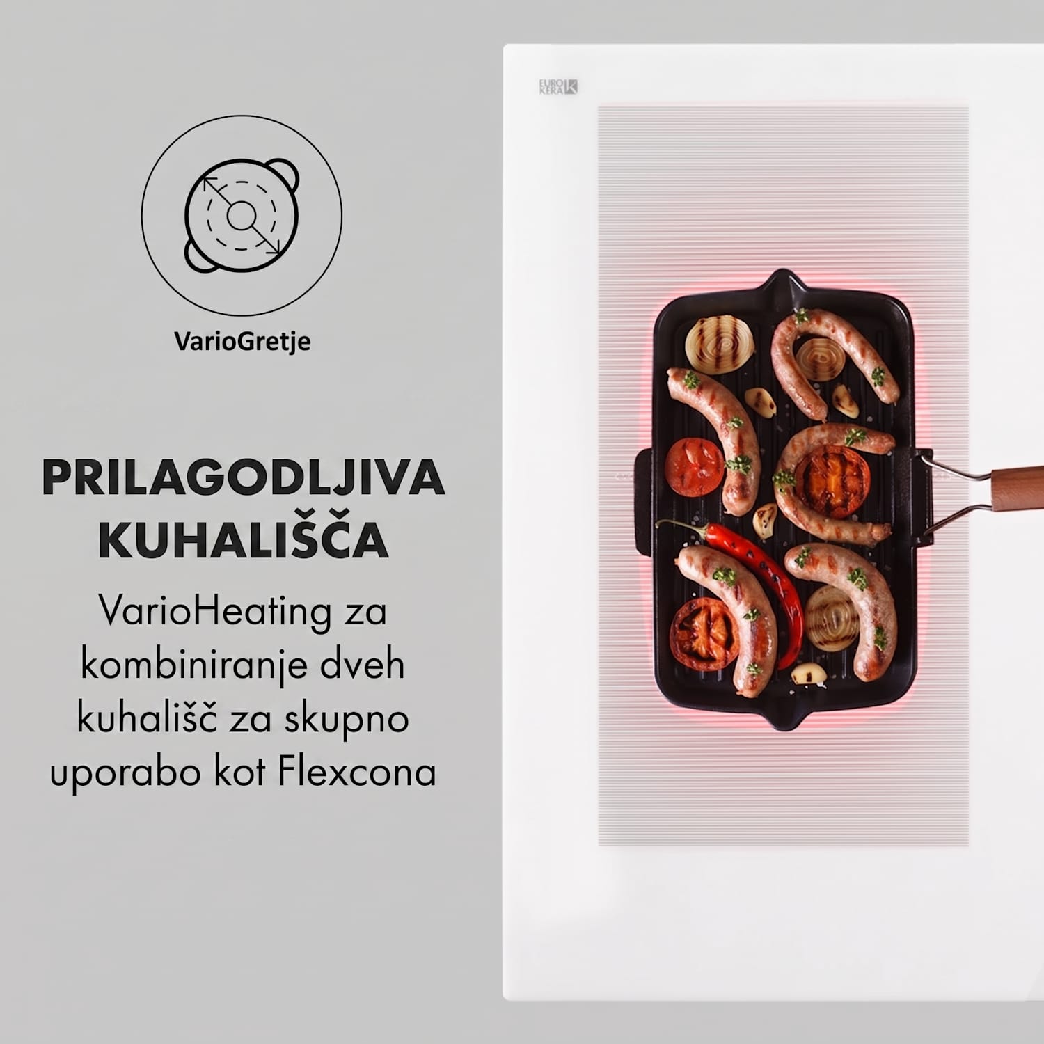 Delicatessa 90 Flex, vgradna kuhalna plošča, indukcija, 5 con, 7400 W, ločena Belo Steklo