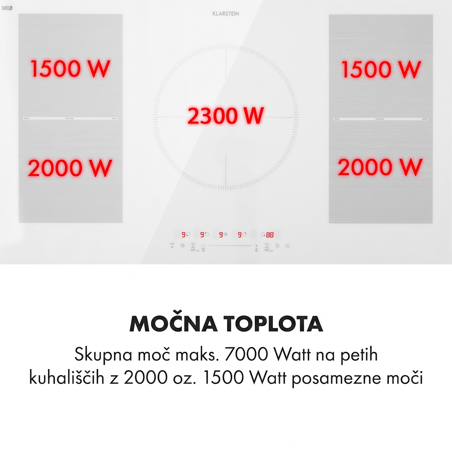 Delicatessa 90 Flex, vgradna kuhalna plošča, indukcija, 5 con, 7400 W, ločena Belo Steklo
