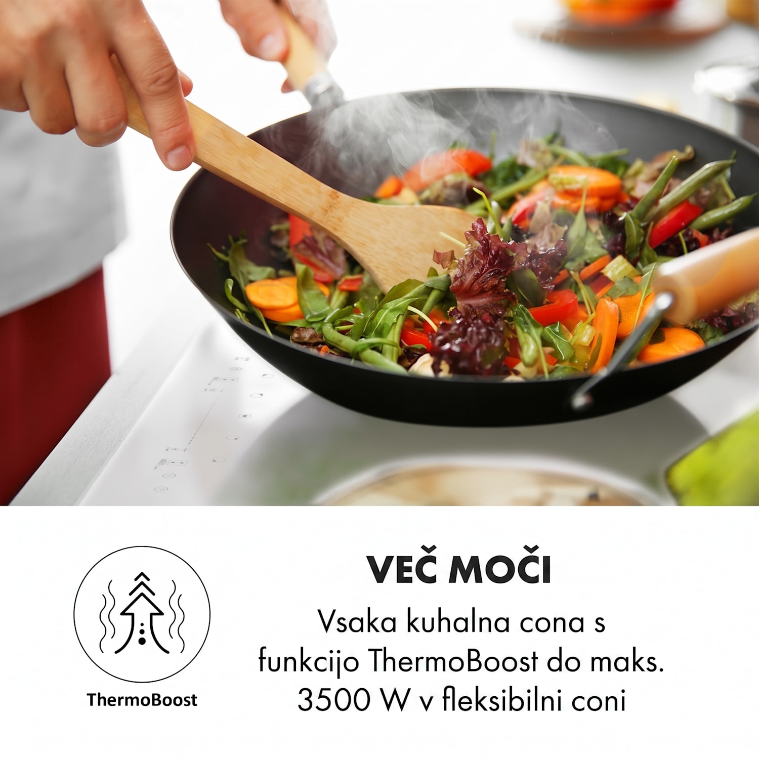 Delicatessa 90 Flex, vgradna kuhalna plošča, indukcija, 5 con, 7400 W, ločena Belo Steklo
