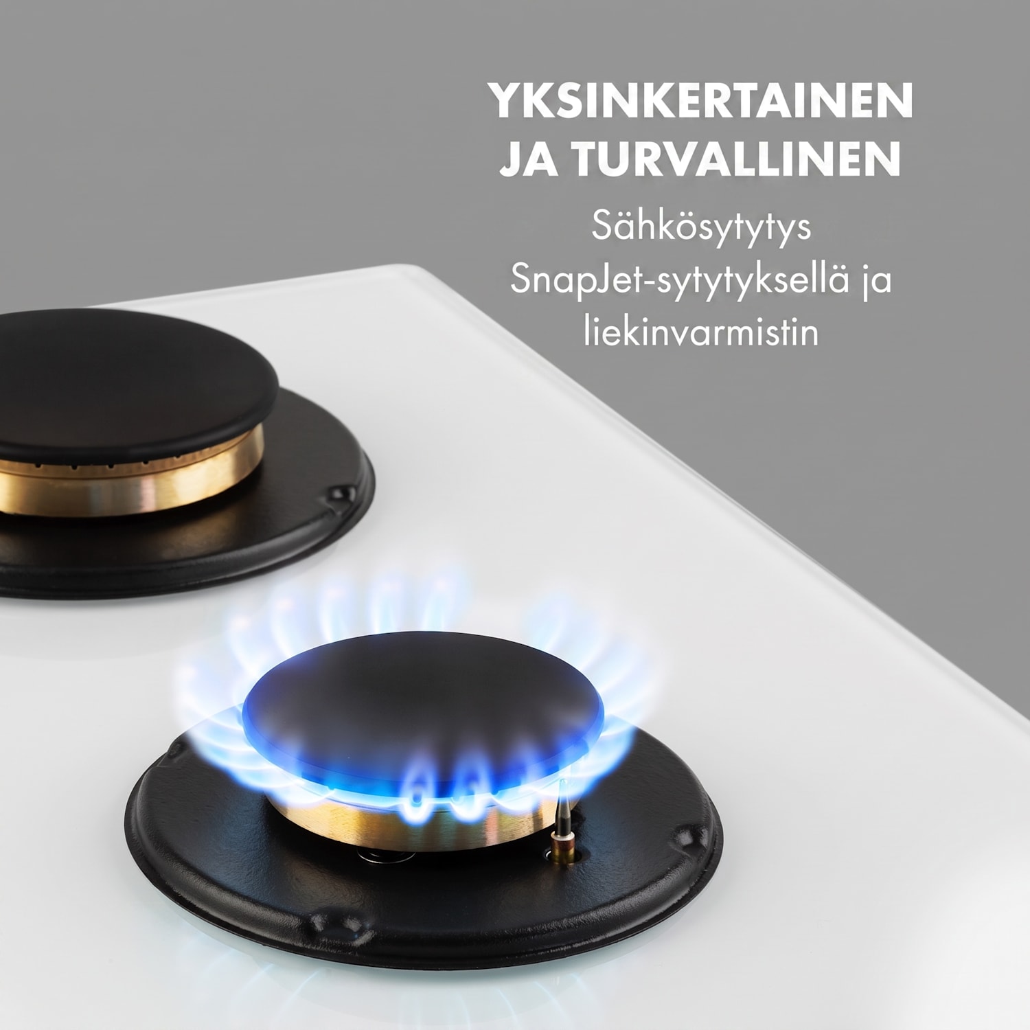 Goldflame 5, kaasuliesi, 5-liekkinen, messinkipolttimet, lasikeraaminen 70 cm | 5 poltinta | Valkoinen