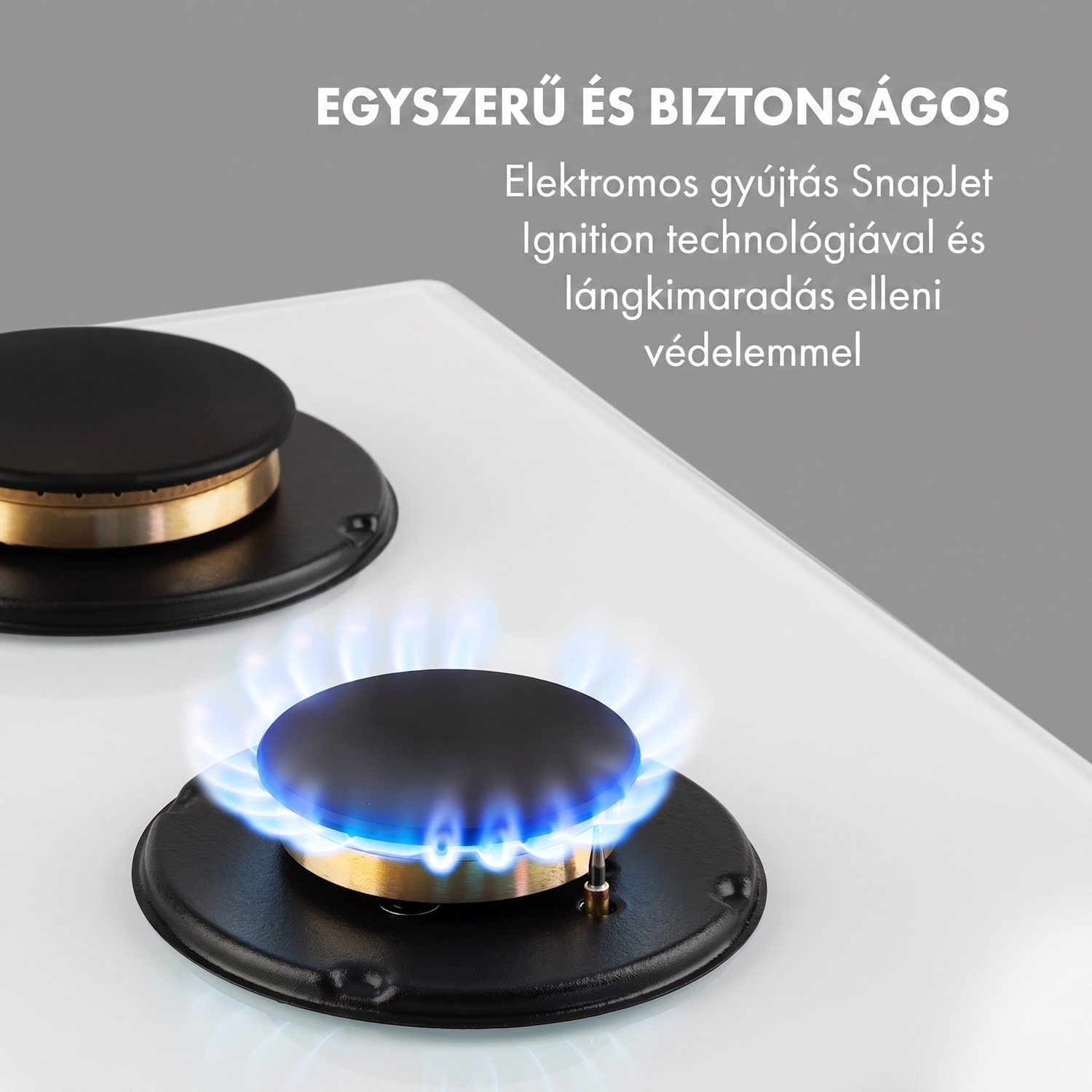 Goldflame 5, gázfőzőlap, 5 sárgaréz égő, üvegkerámia 70 cm | 5 égő | Fehér