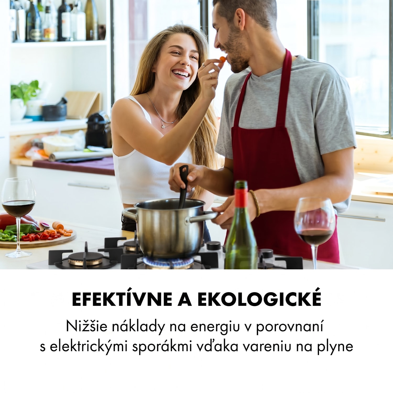 Goldflame 5, plynová varná doska, 5 mosadzné horáky, sklokeramika 70 cm | 5 horákov | Biela