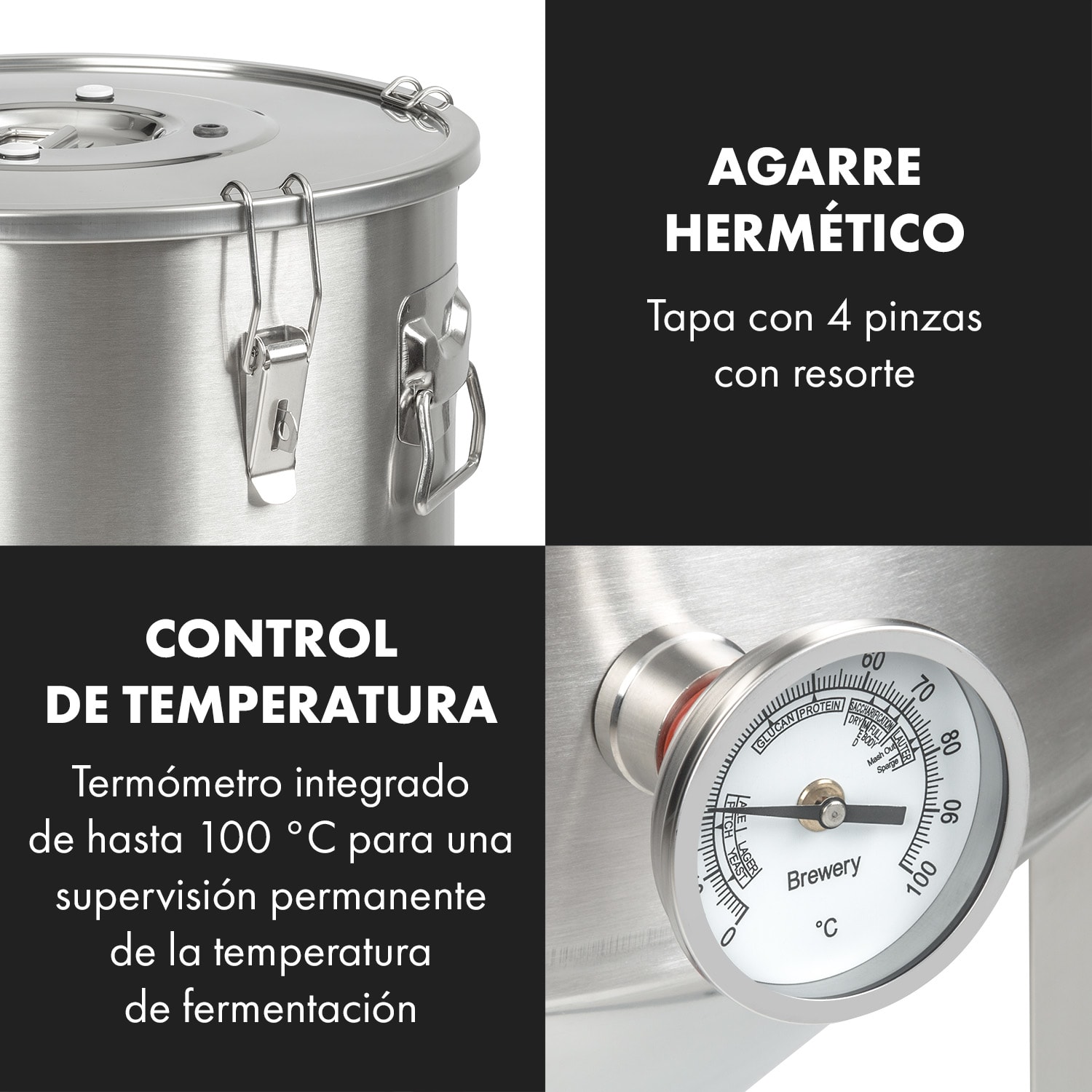 Gärkeller Pro XL Tanque de maceración 60 L Válvula para levadura Acero inoxidable 304 