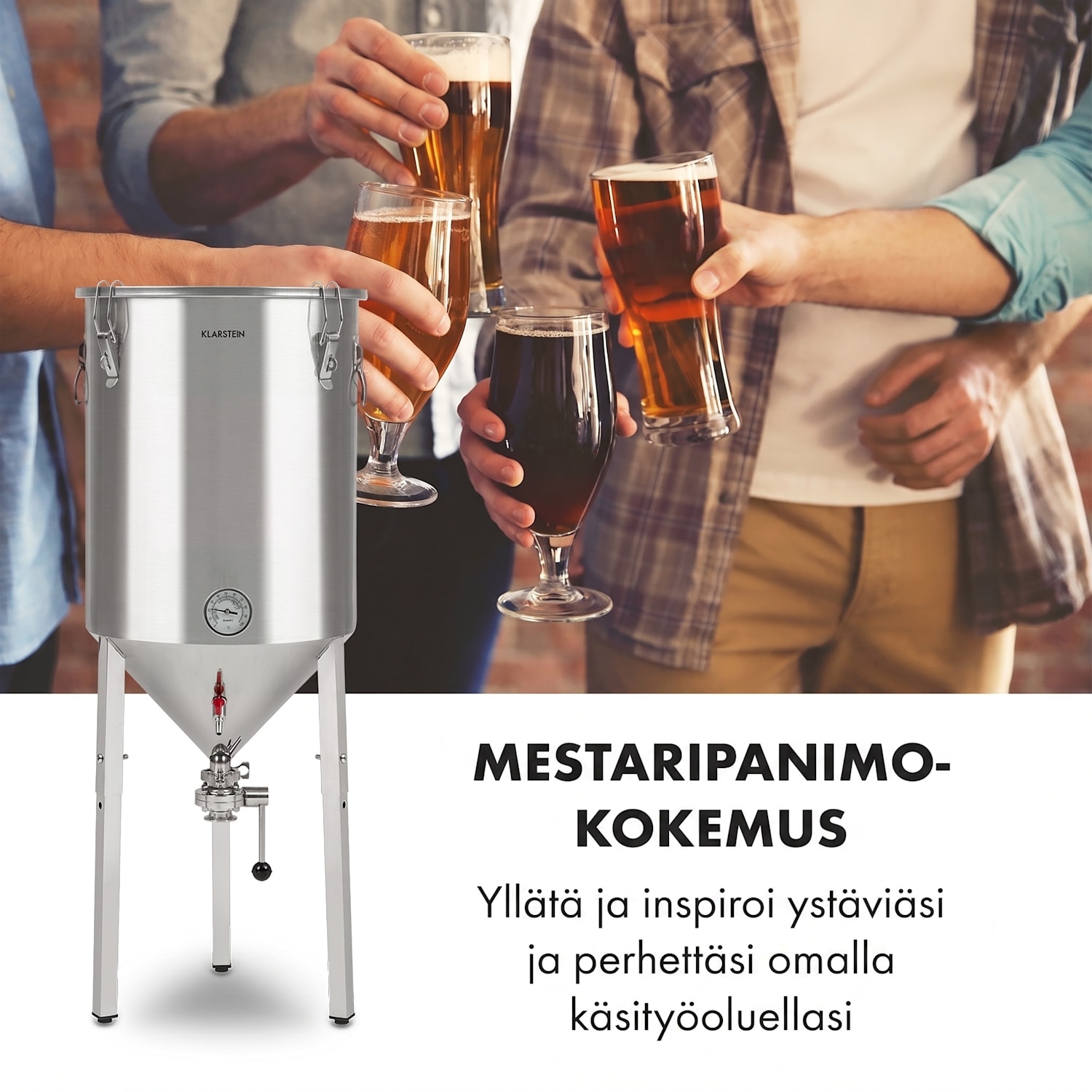 Gärkeller Pro XL käymiskattila 60 litraa hiivanpoistoventtiili 304-teräs 