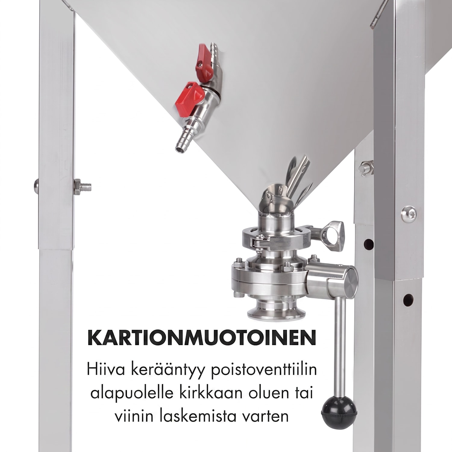 Gärkeller Pro XL käymiskattila 60 litraa hiivanpoistoventtiili 304-teräs 