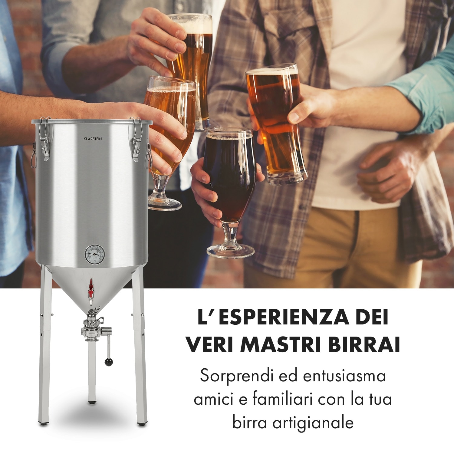 Gärkeller Pro XL, paiolo di fermentazione, 60 litri, valvola di sfogo, acciaio inox 304 
