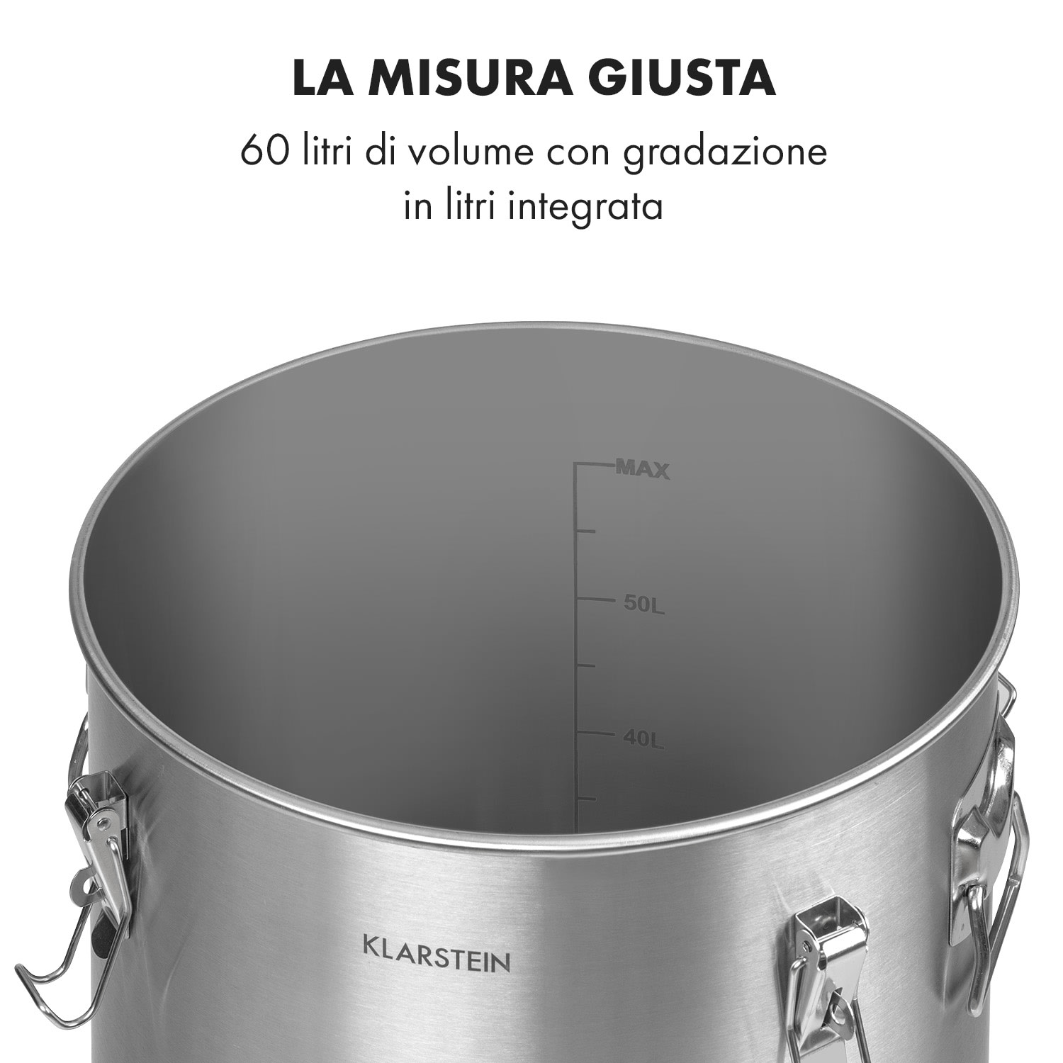 Gärkeller Pro XL, paiolo di fermentazione, 60 litri, valvola di sfogo, acciaio inox 304 