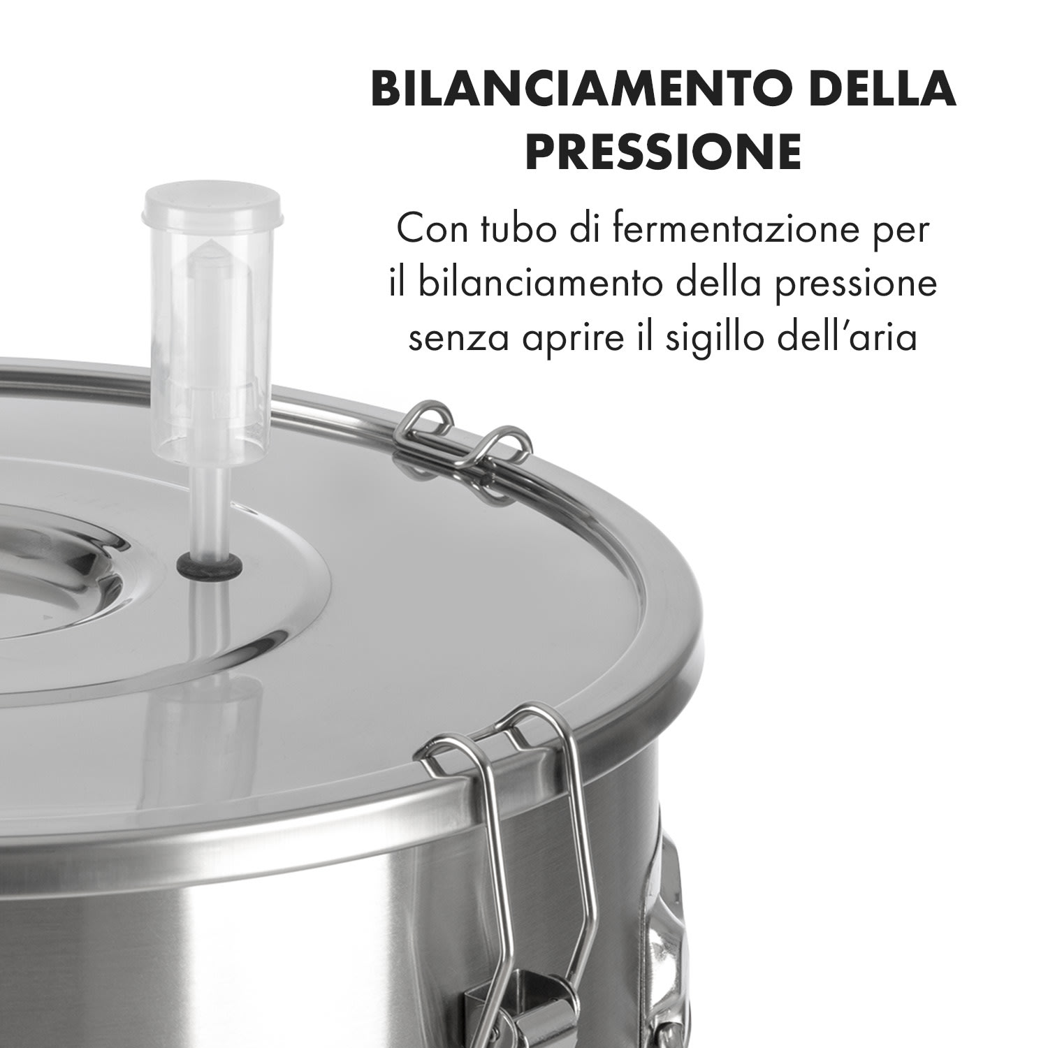 Gärkeller Pro XL, paiolo di fermentazione, 60 litri, valvola di sfogo, acciaio inox 304 