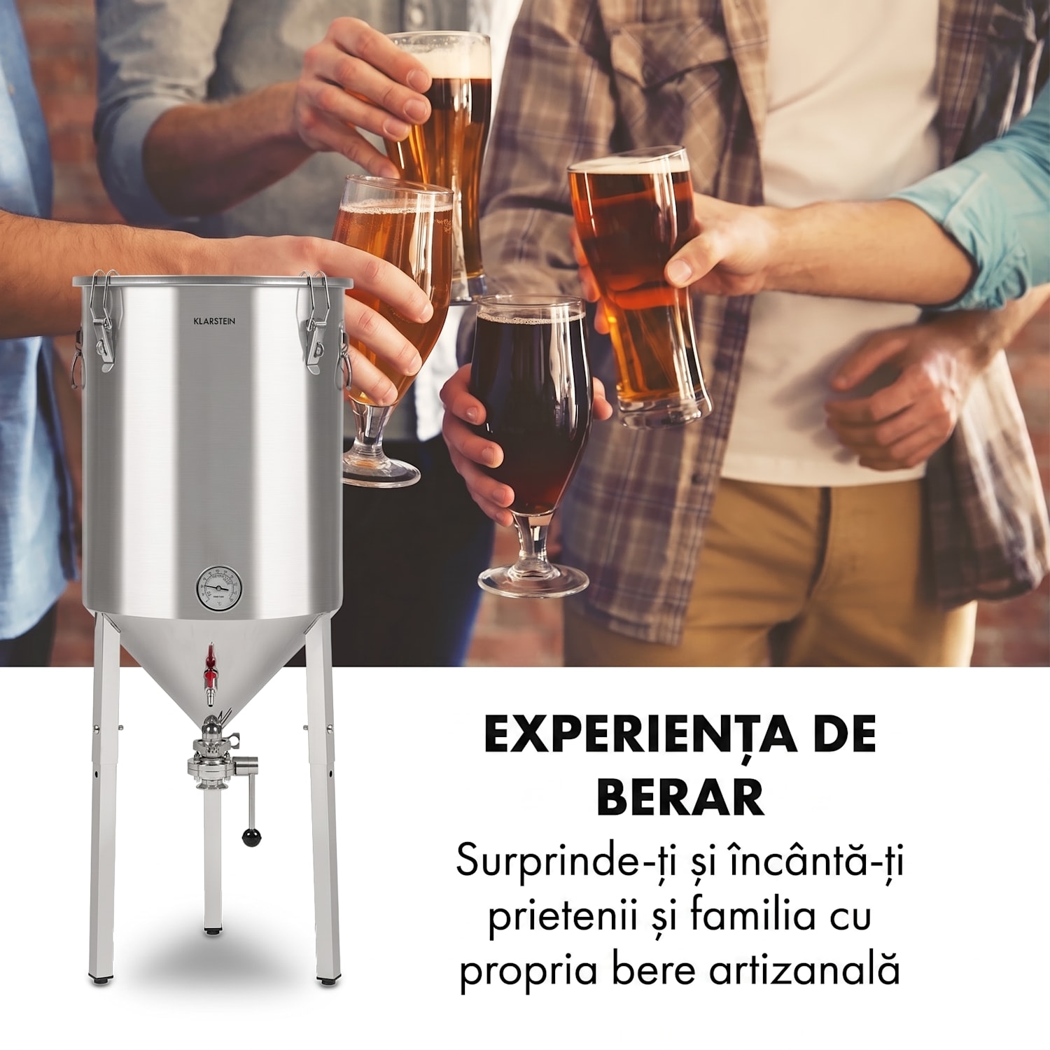 Gärkeller Pro XL, cazan de fermentare, 60 litri, supapă de scurgere a drojdiei, oțel inoxidabil 304 