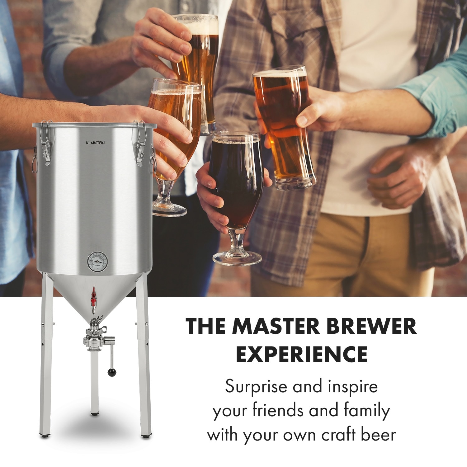 Gärkeller Pro XL, fermentacijski kotel, 60 litrov, odtočni ventil za kvas, 304 nerjaveče jeklo 