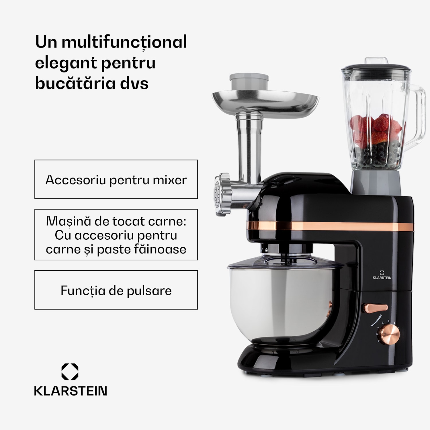 Lucia Elegance, robot de bucătărie, blender, mașină de tocat carne, 1800W, fără BPA 