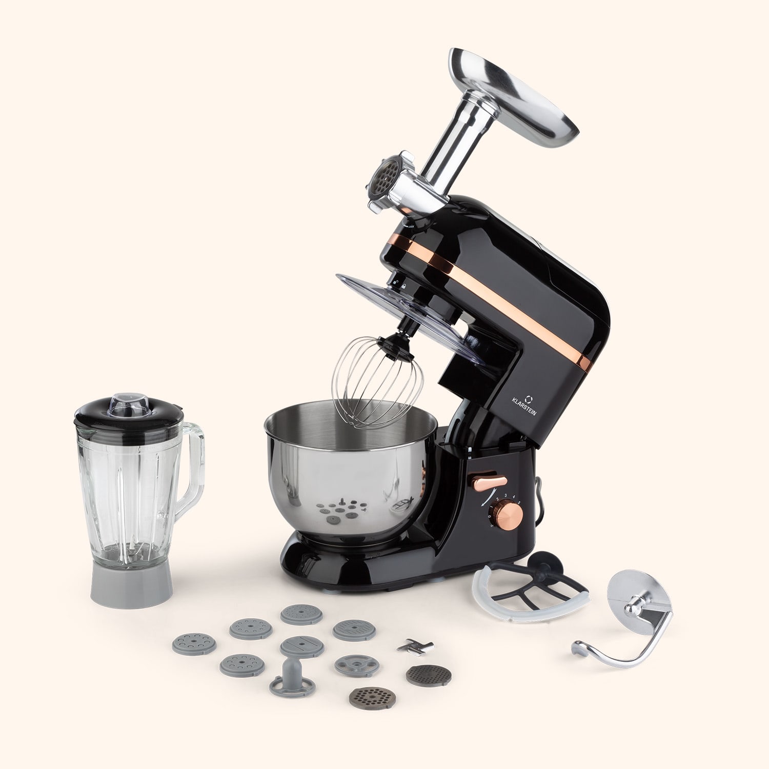 Lucia Elegance, kuhinjski robot, mešalnik, mlinček za meso, 1800W, brez BPA Črna