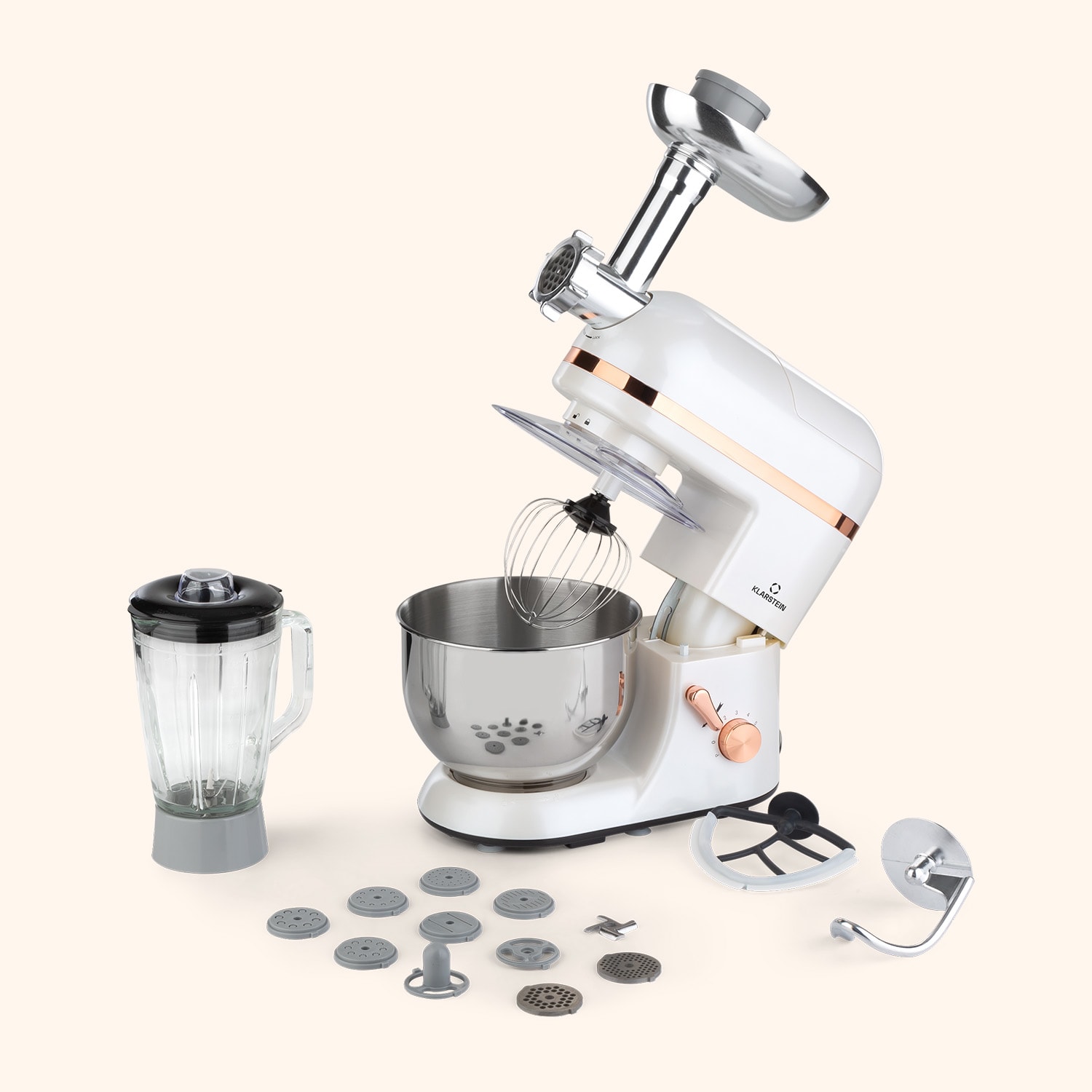 Lucia Elegance Food Processor Blender Meat Grinder 1800W BPA-Free 