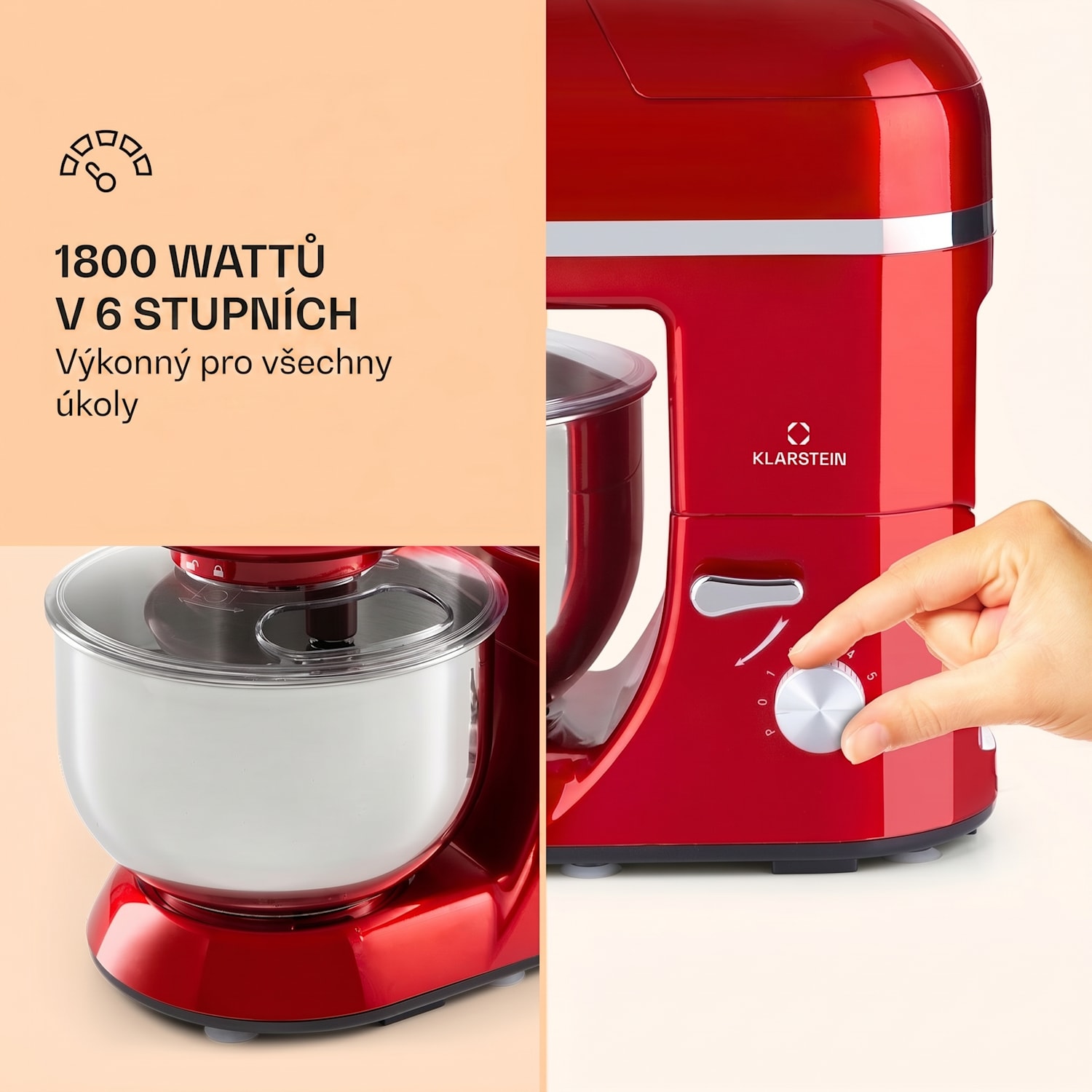 Lucia Elegance, kuchyňský robot, mixér, mlýnek, 1800W, bez BPA Červená