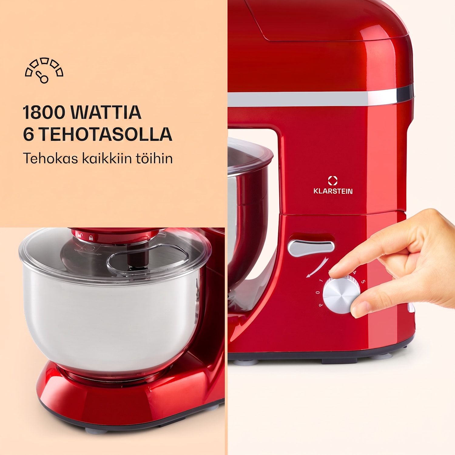 Lucia Elegance yleiskone tehosekoitin lihamylly 1800 W BPA-vapaa Punainen