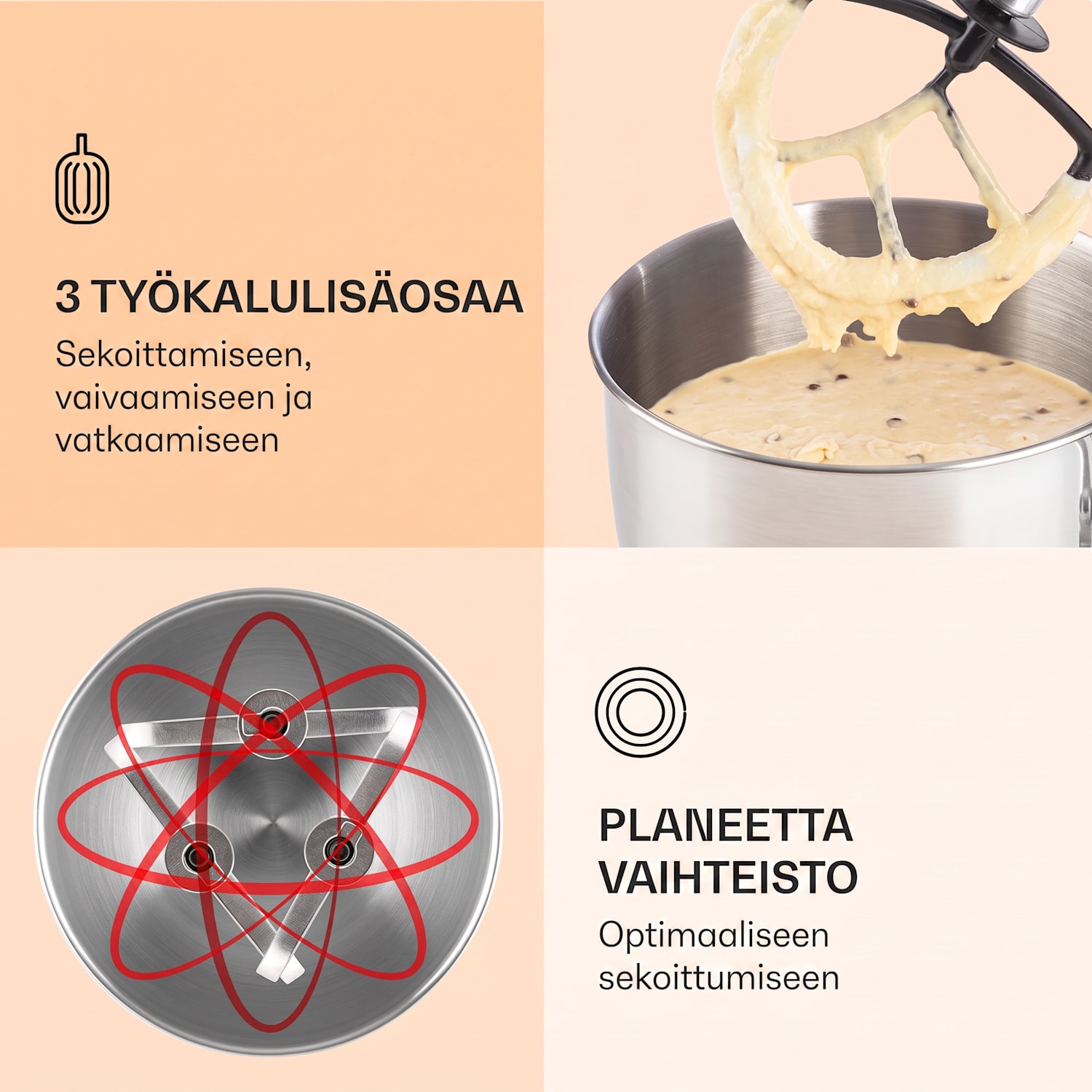 Lucia Elegance yleiskone tehosekoitin lihamylly 1800 W BPA-vapaa Punainen