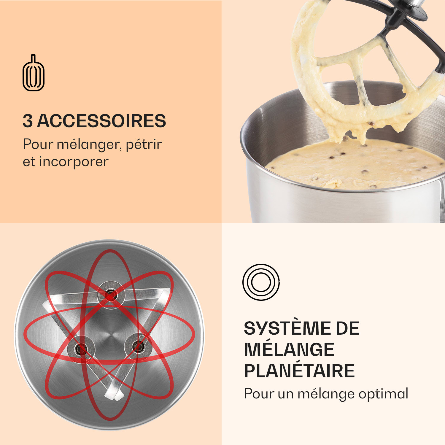 Lucia Elegance, robot de cuisine, mixeur, hachoir à viande, 1800W, sans BPA Rouge