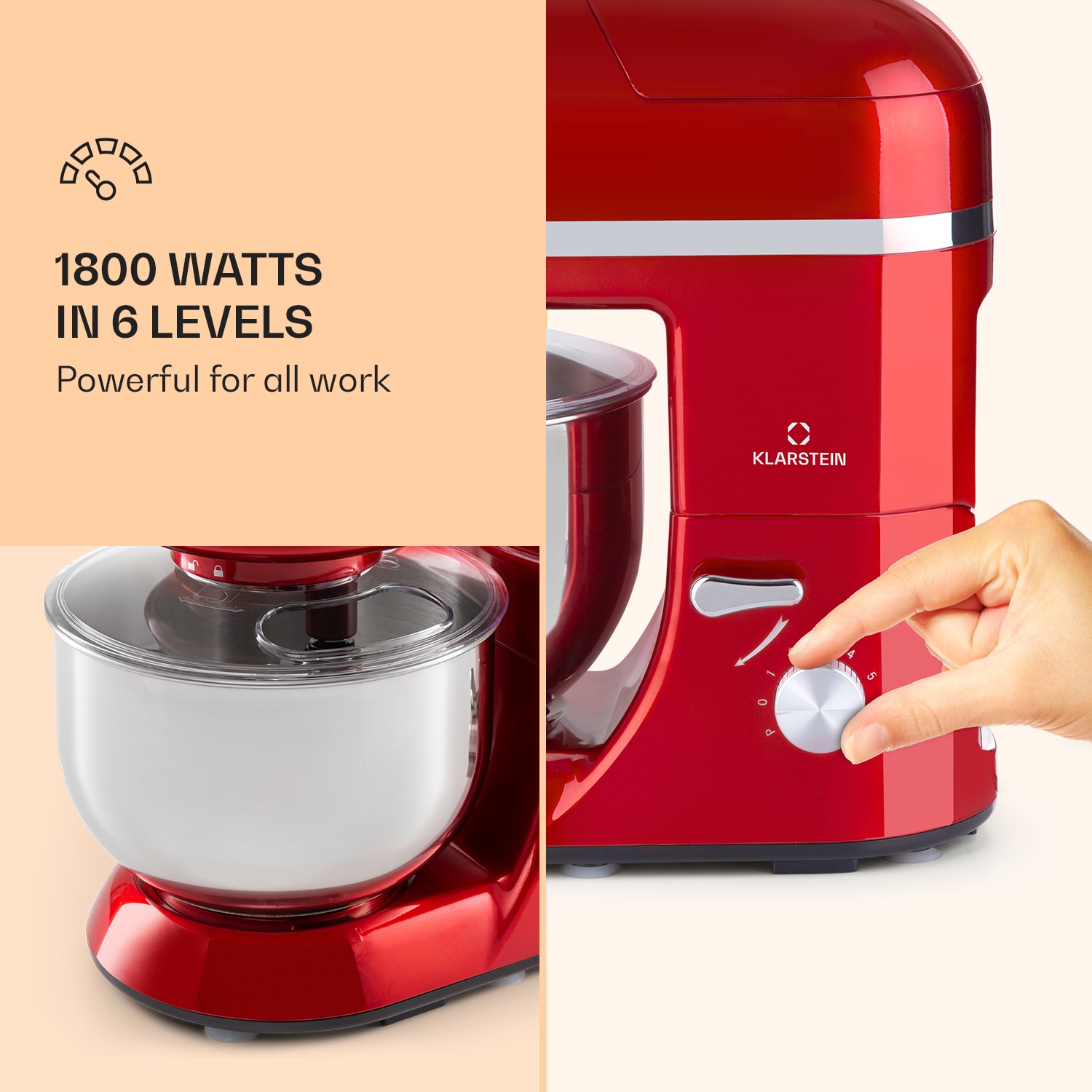 Robot de cocina Lucia Elegance Triturador de carne 1800W sin BPA Rojo