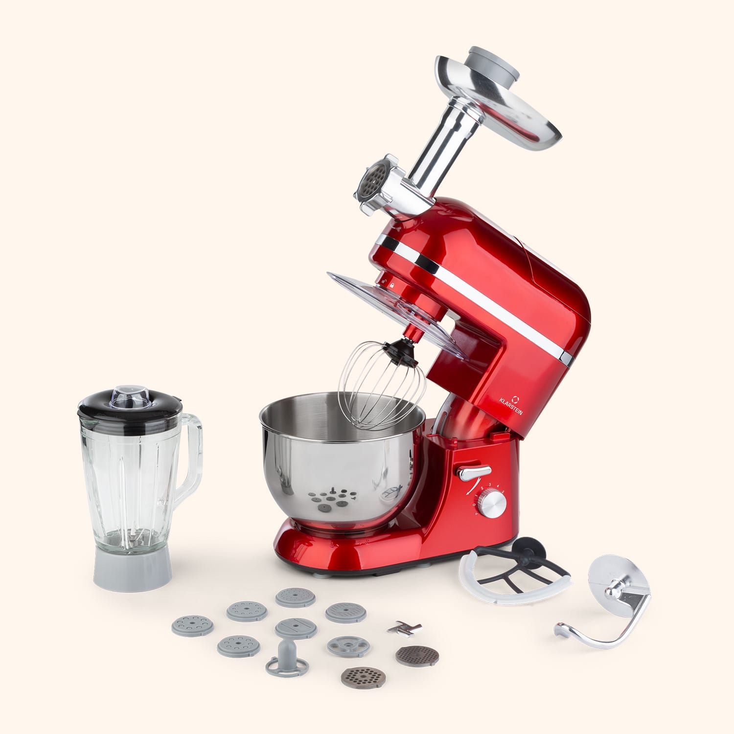 Robot de cocina Lucia Elegance Triturador de carne 1800W sin BPA Rojo