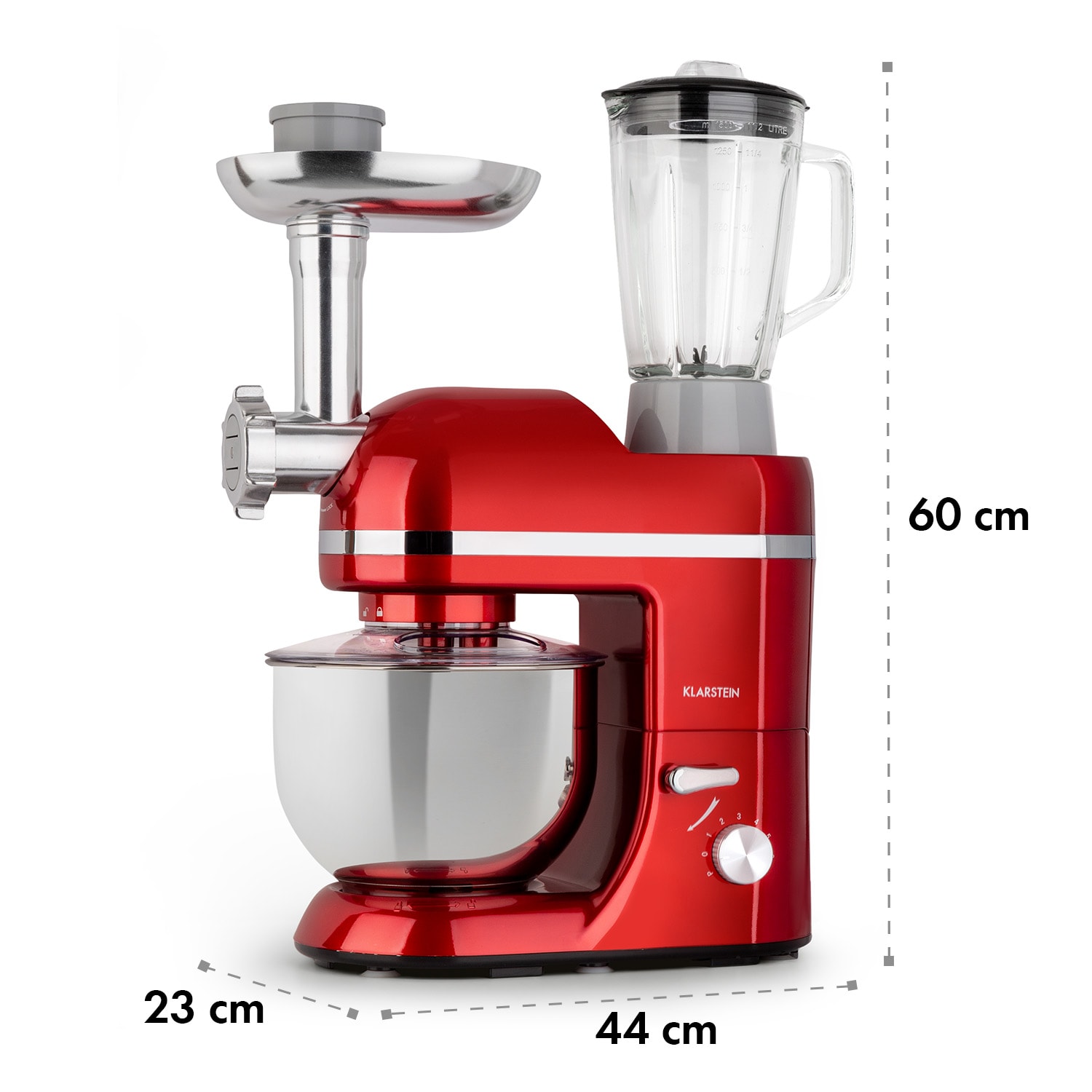 Lucia Elegance, kuhinjski robot, mešalnik, mlinček za meso, 1800W, brez BPA Rdeča