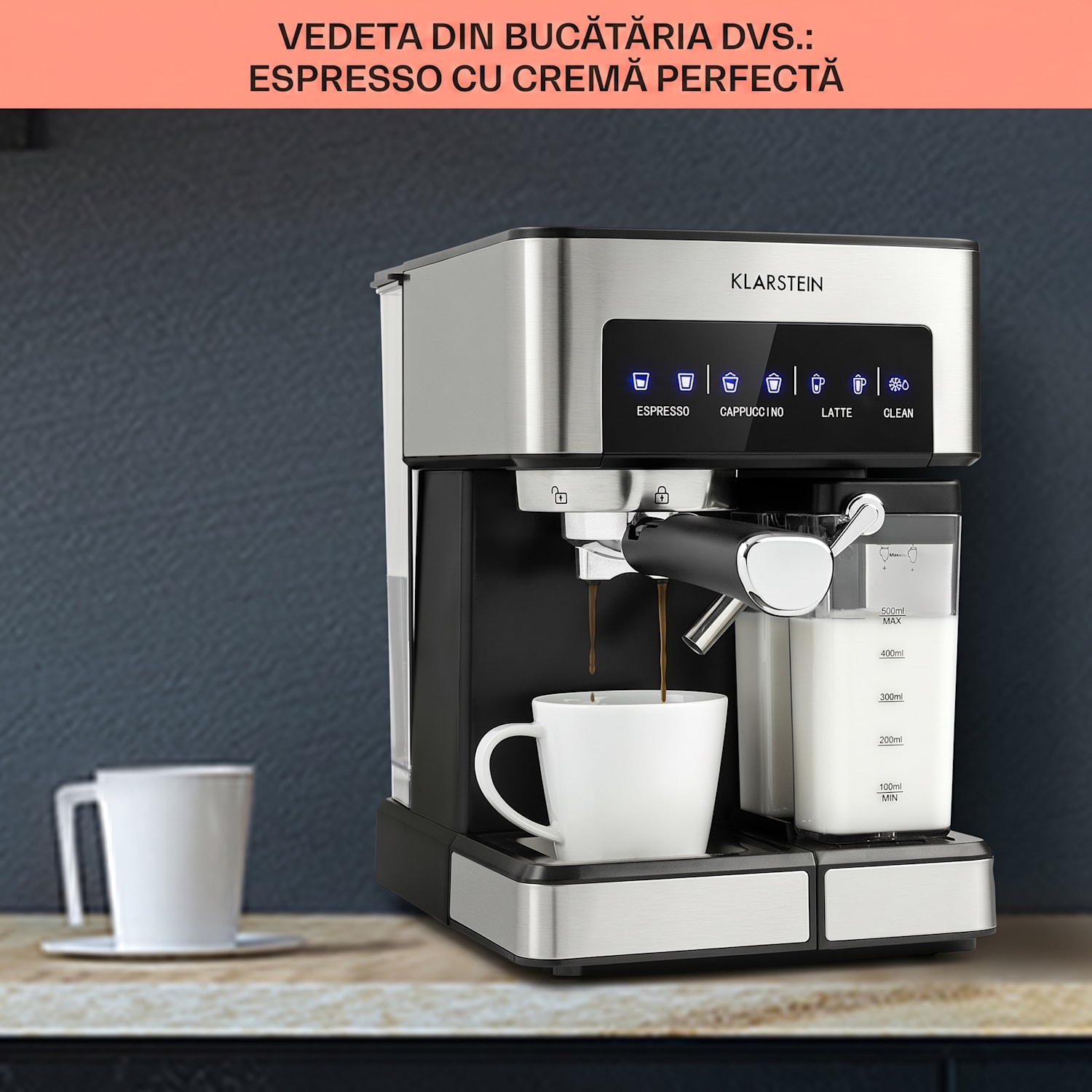 Mașină de cafea Arabica Comfort cu portafiltru, 1350W, 20 bar, 1,8 l, suprafață de control tactil Argintiu metalizat