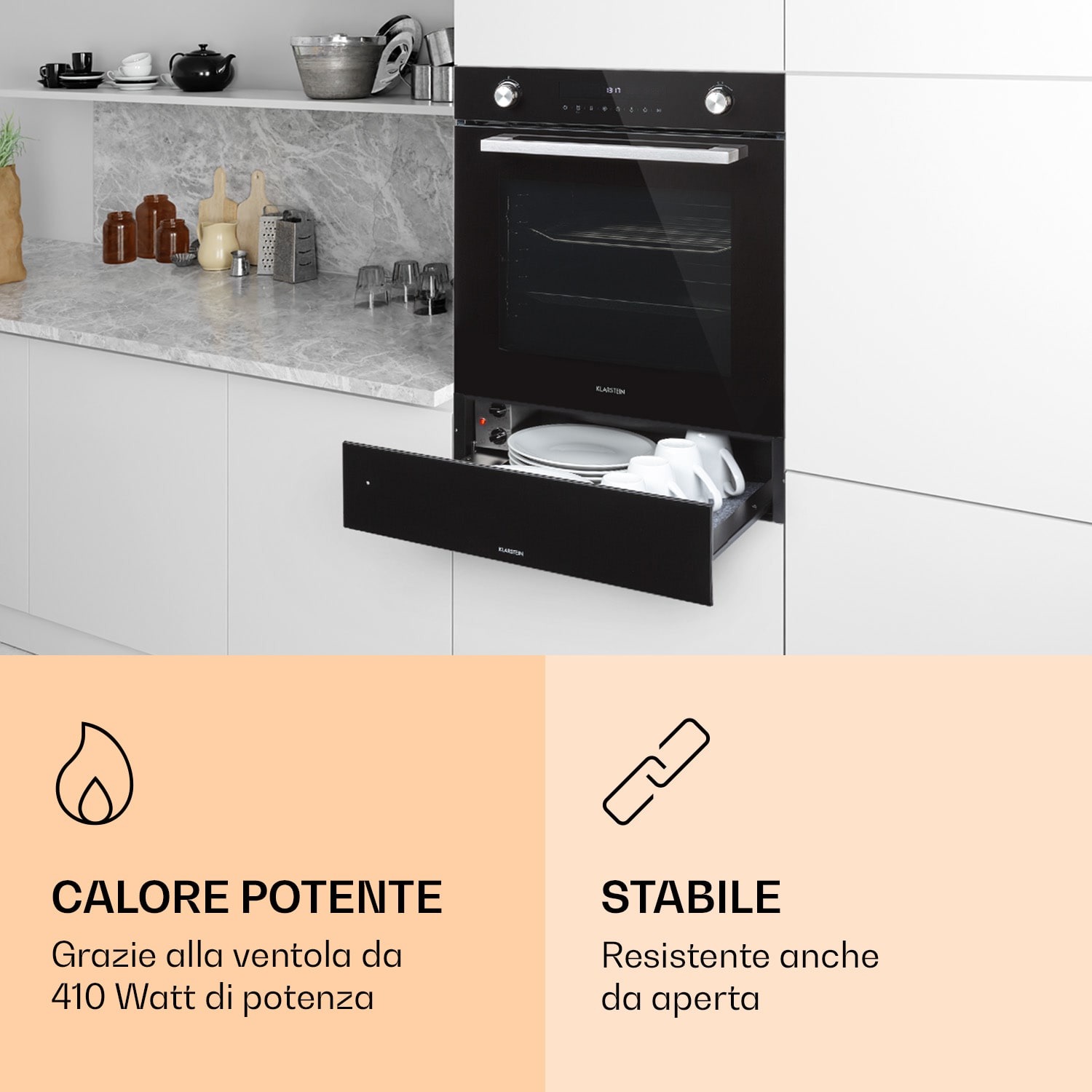Banquetta - Cassetto riscaldante, 410 Watt, termostato, 30-70 °C, funzione timer Nero