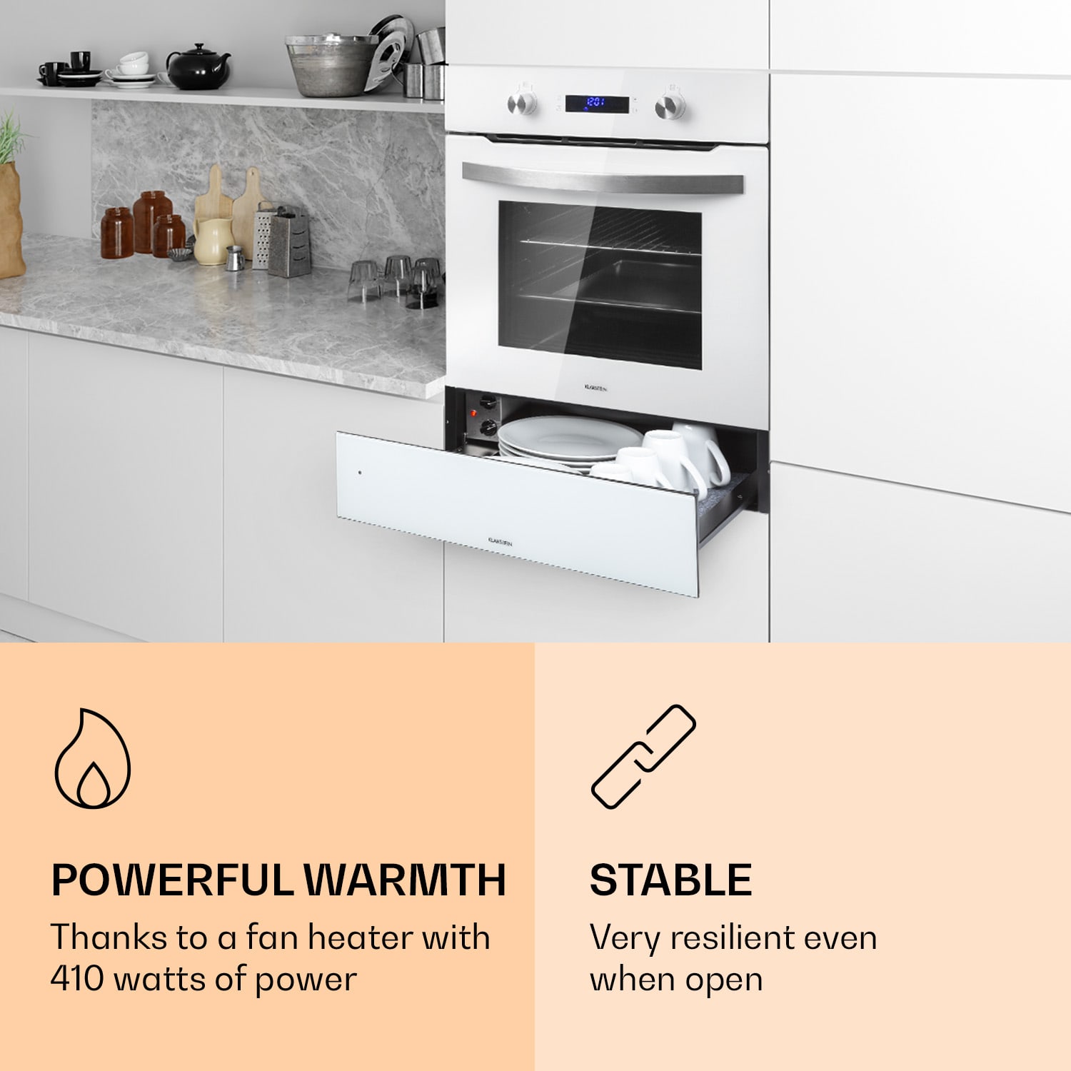 Banquetta, grelni predal, 410 W, termostat, 30 - 70 °C, funkcija časovnika 