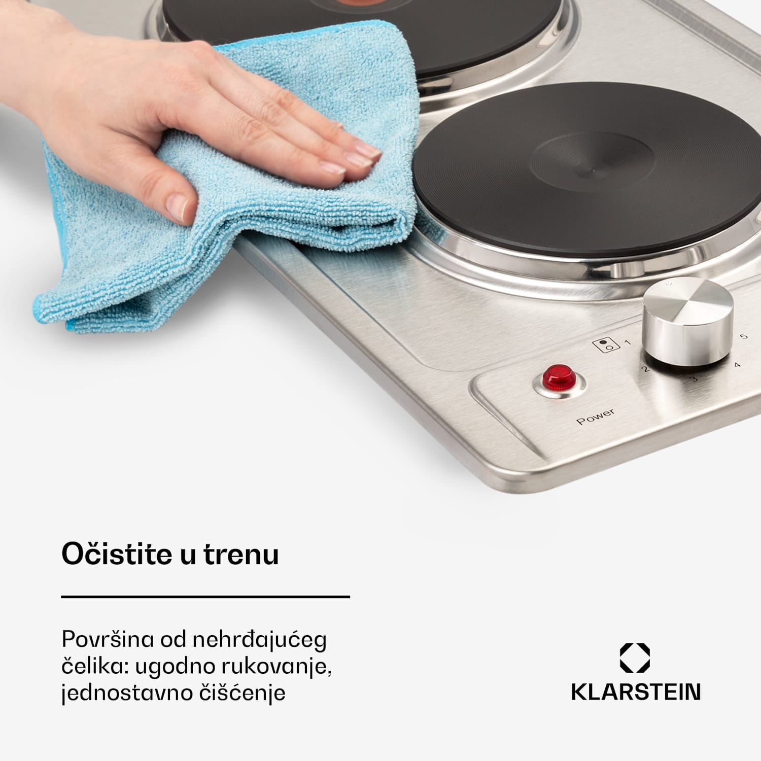 Appetito Domino, električna ploča za kuhanje, 2 ploče, 6 nivoa snage, 3000 W, nehrđajući čelik 30 cm