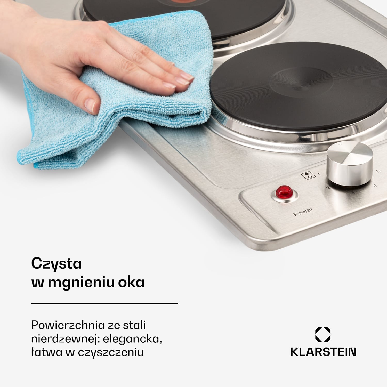 Appetito Domino, płyta elektryczna, 2 pola grzewcze, 6 stopni mocy, 3000 W, stal nierdzewna 30 cm