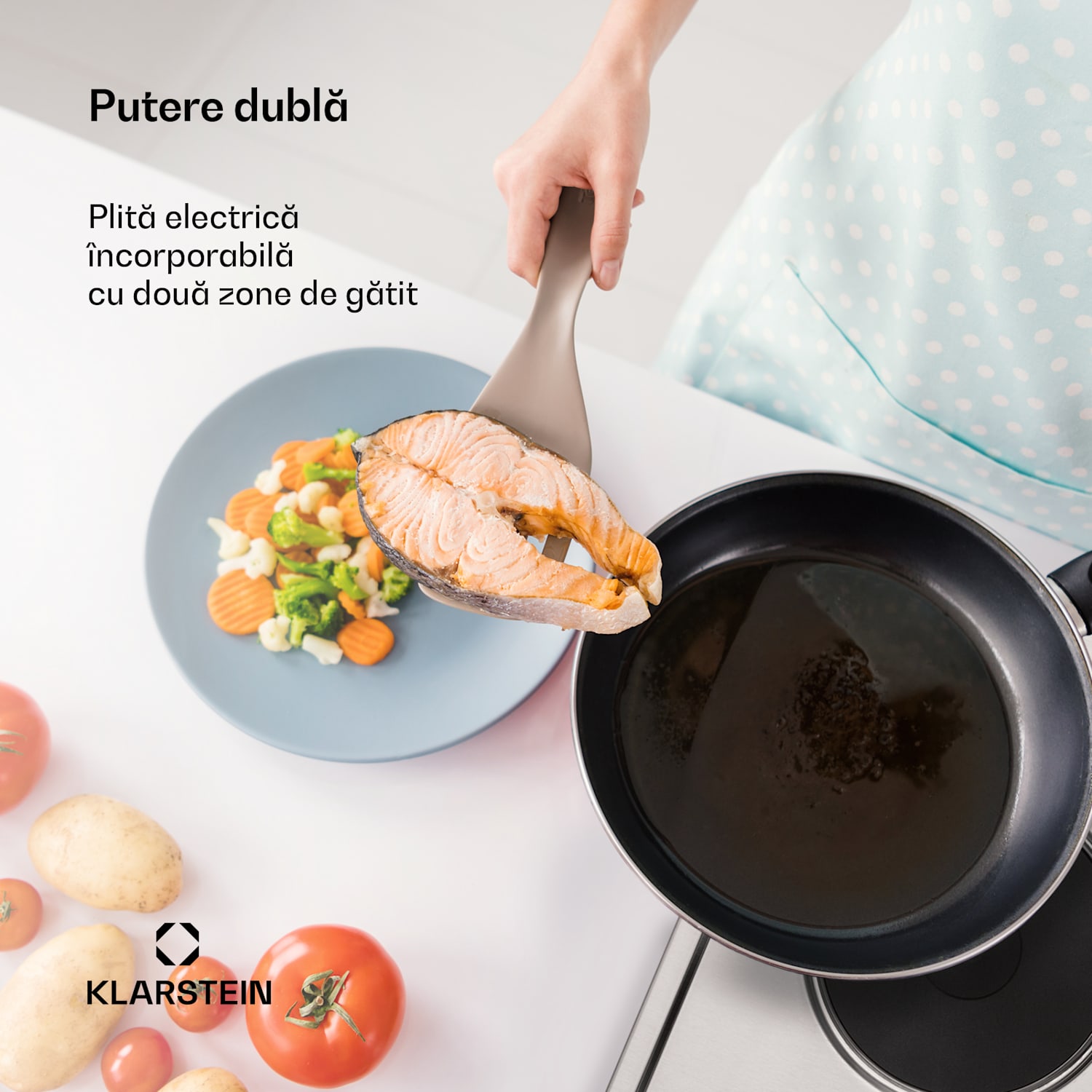 Appetito Domino, plită electrică, 2 plăci, 6 niveluri de putere, 3000 wați, oțel inoxidabil 30 cm