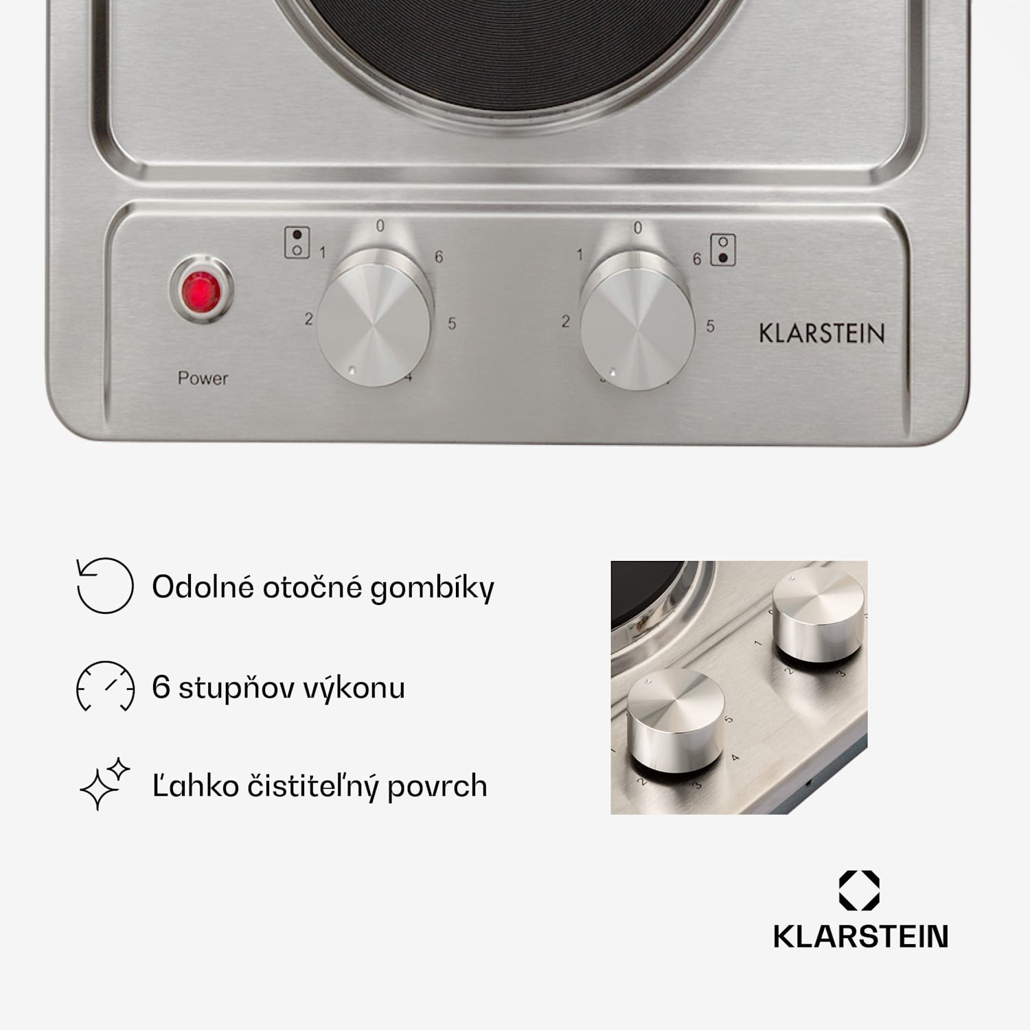 Appetito Domino, elektrická varná doska, 3000 W, 2 platne, 6 stupňov výkonu, nehrdzavejúca oceľ 30 cm