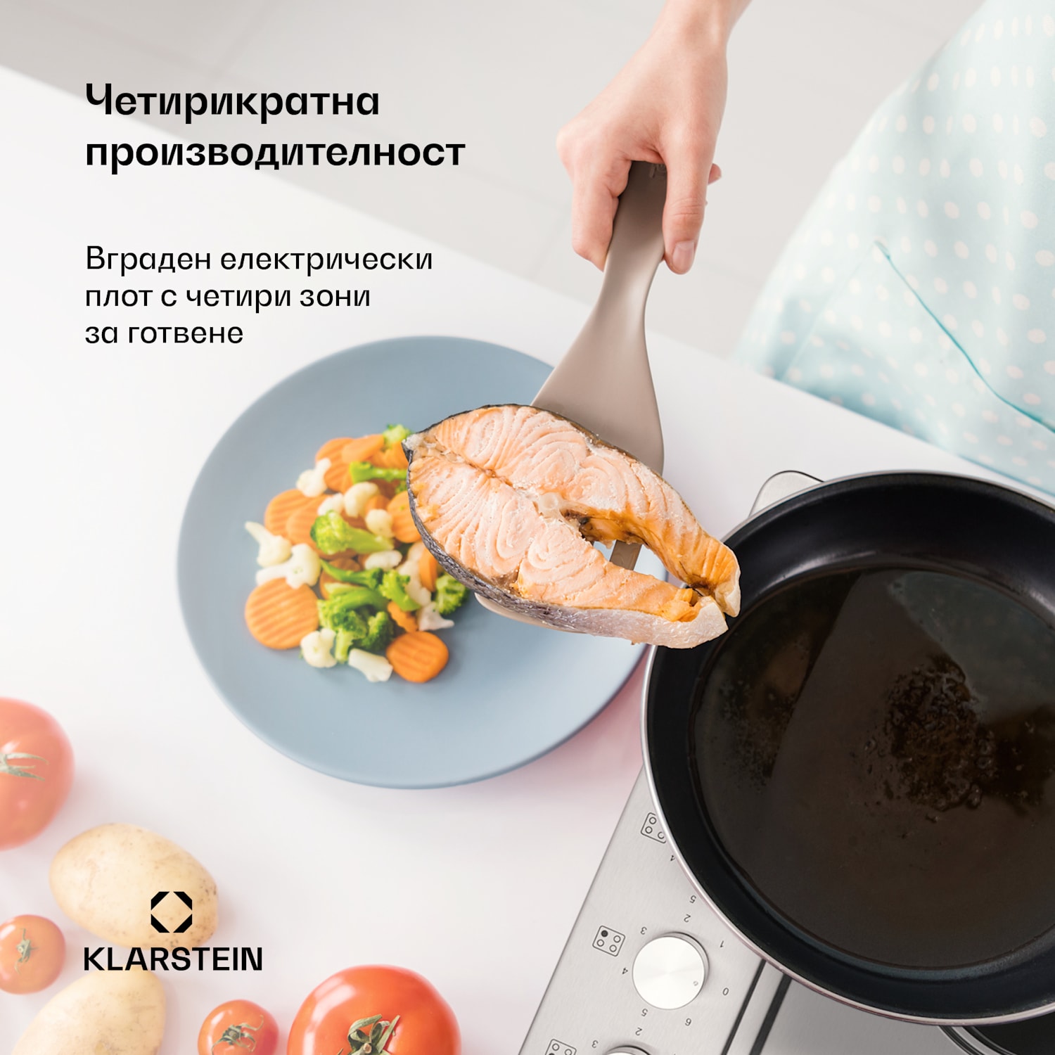 Appetito 4, електрически плот, 4 плочи, 6 степени на мощност, 5500 вата, неръждаема стомана 60 cm