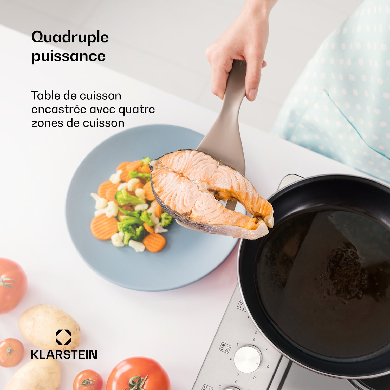 Appetito 4 Elektrokochfeld 4 Platten 6 Stufen 5500 Watt Edelstahl 