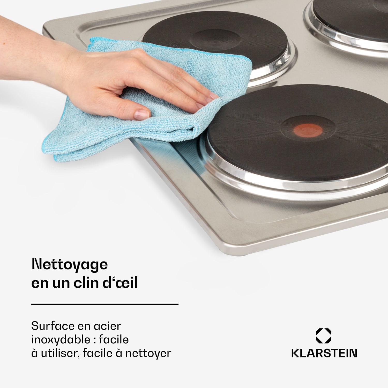 Appetito Domino elektrische kookplaat 4 platen 6 standen 5500 watt roestvrij staal 60 cm