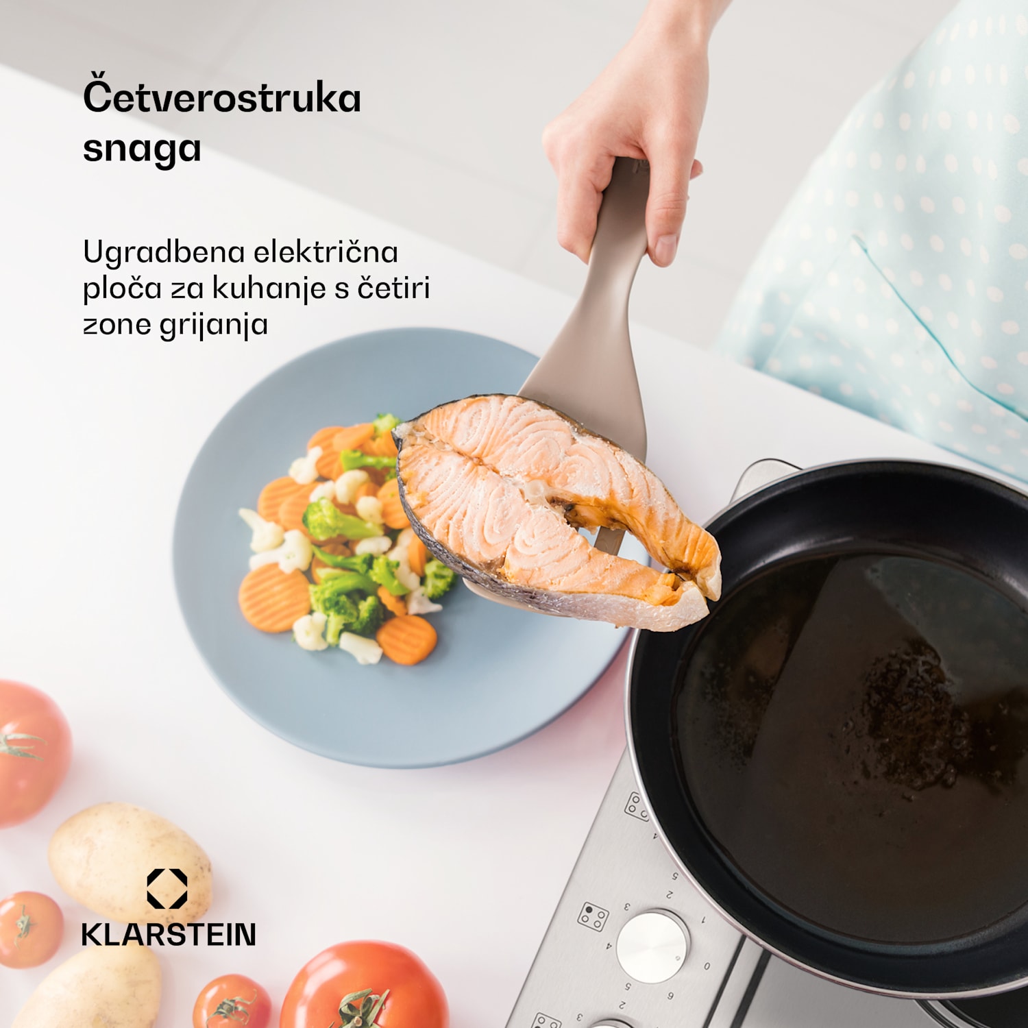 Appetito 4, električna ploča za kuhanje, 4 ploče, 6 nivoa snage, 5500 W, nehrđajući čelik 60 cm