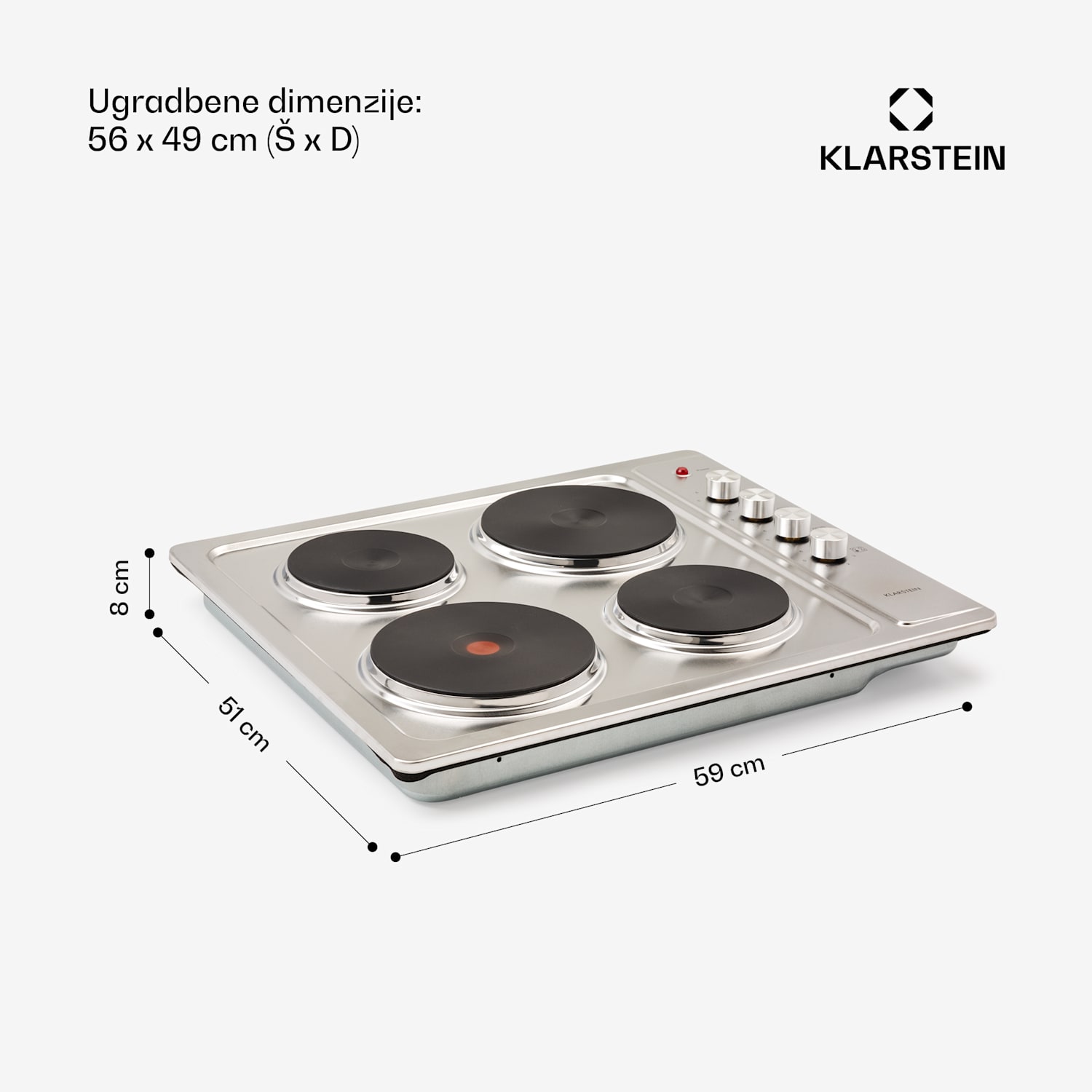 Appetito 4, električna ploča za kuhanje, 4 ploče, 6 nivoa snage, 5500 W, nehrđajući čelik 60 cm