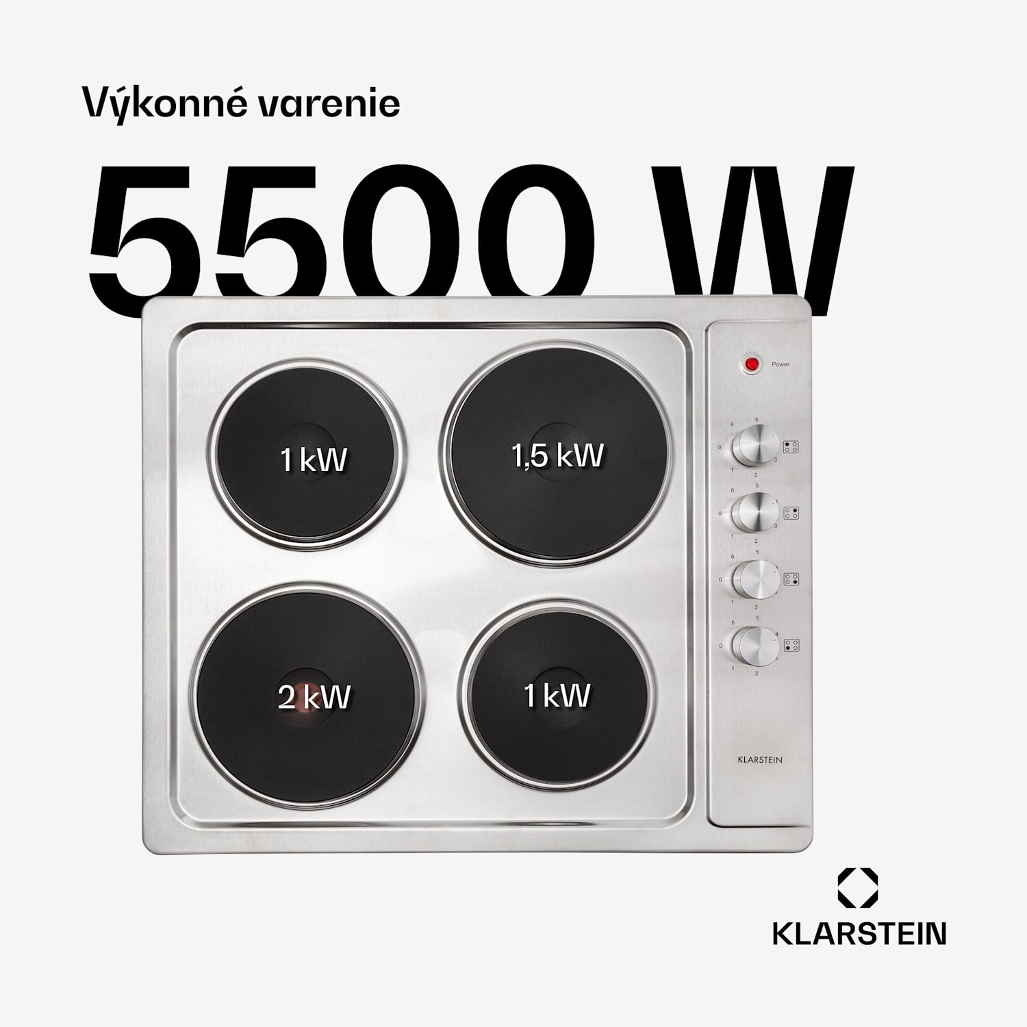 Appetito 4, elektrická varná doska, 5500 W, 4 platne, 6 stupňov výkonu, nehrdzavejúca oceľ 60 cm