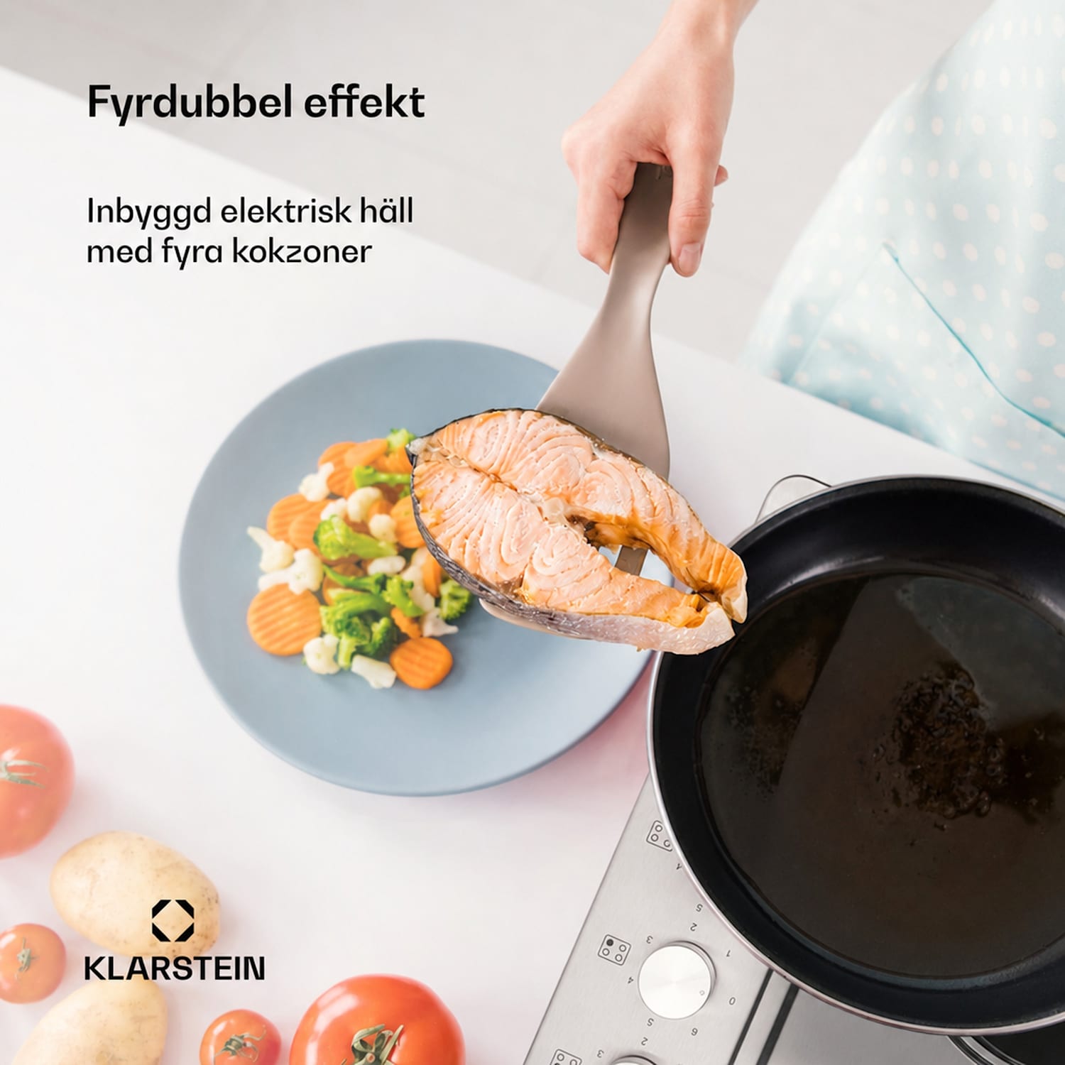 Appetito 4 elhäll 4 plattor 6 steg 5 500 watt rostfritt stål 60 cm