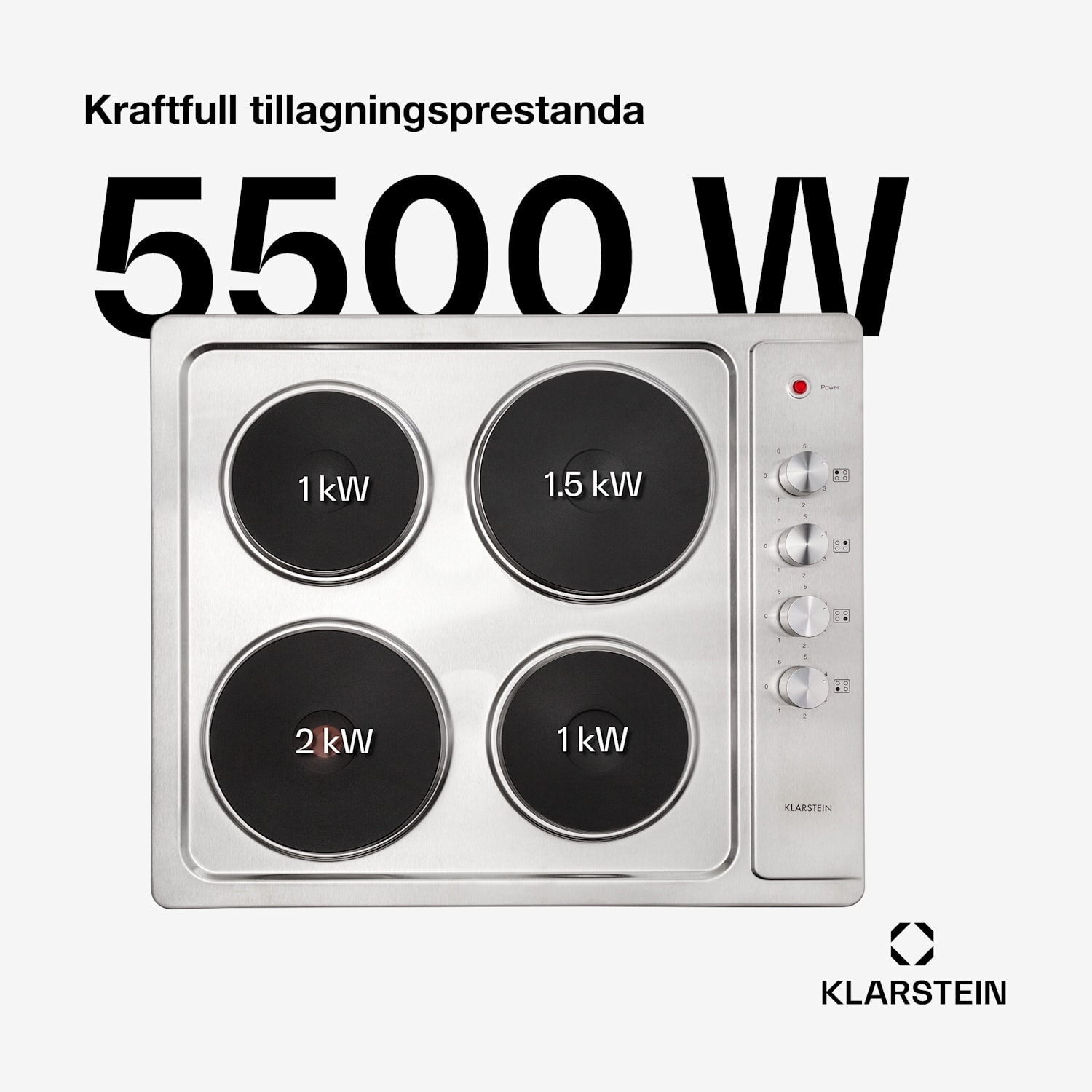 Appetito 4 elhäll 4 plattor 6 steg 5 500 watt rostfritt stål 60 cm