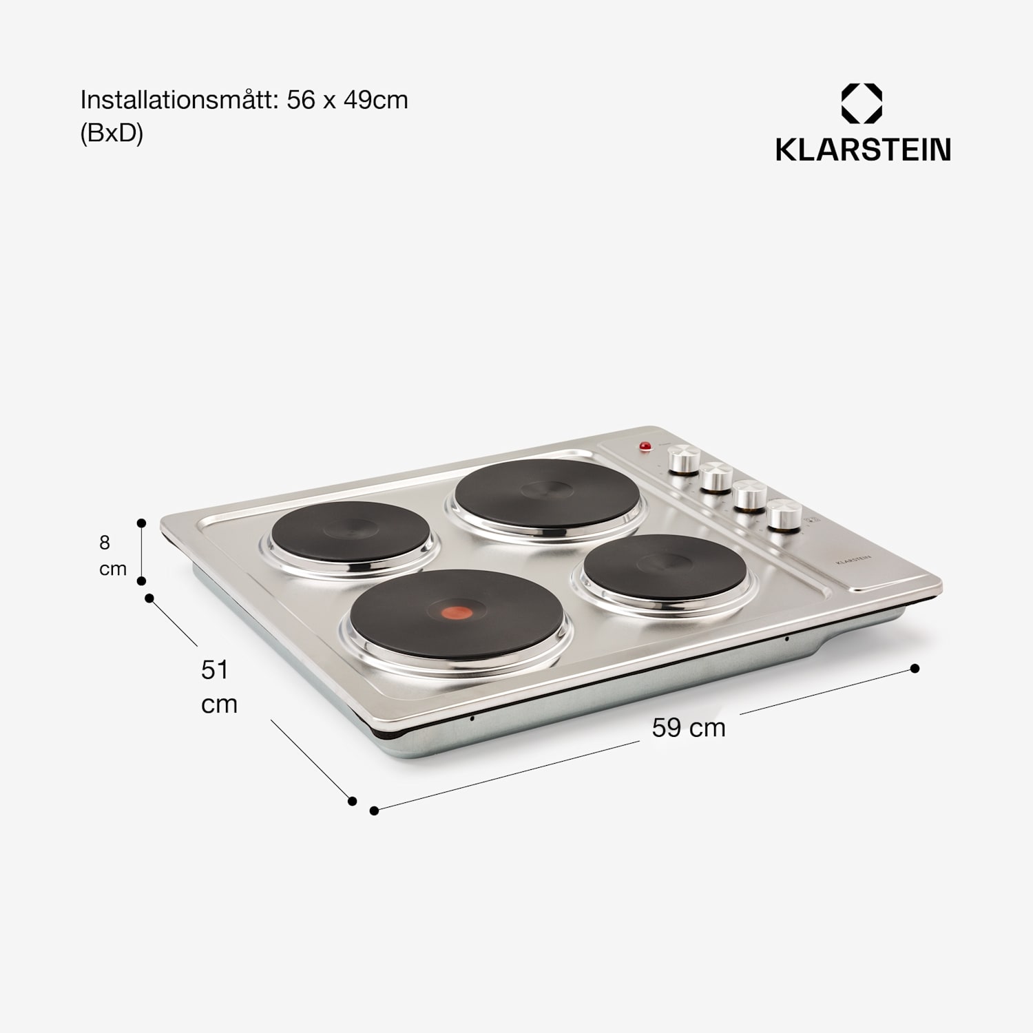 Appetito 4 elhäll 4 plattor 6 steg 5 500 watt rostfritt stål 60 cm
