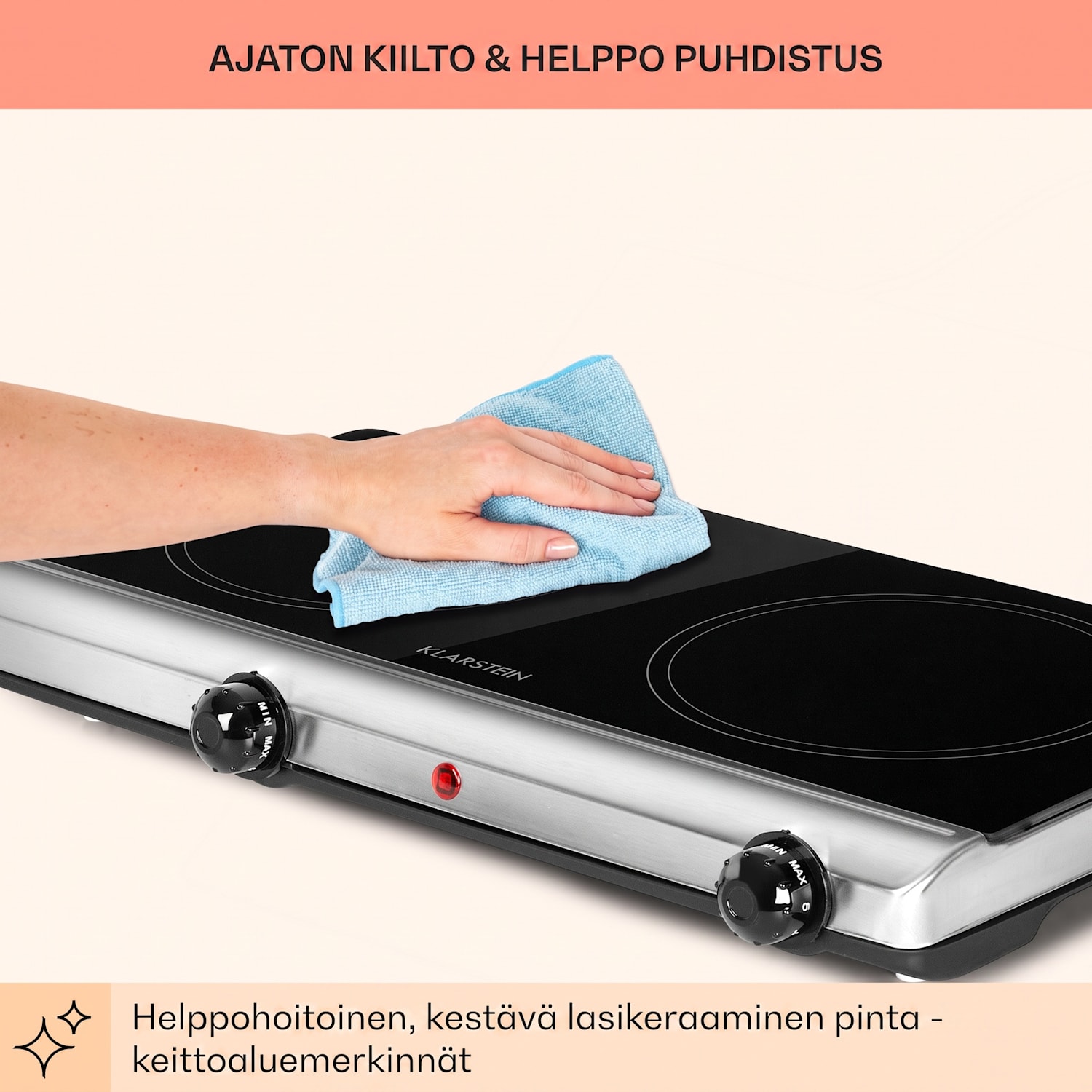 Cookbuddy tuplakeittolevy 2400W 5 tehoa lasikeramiikka Musta / Hopea Metallinen