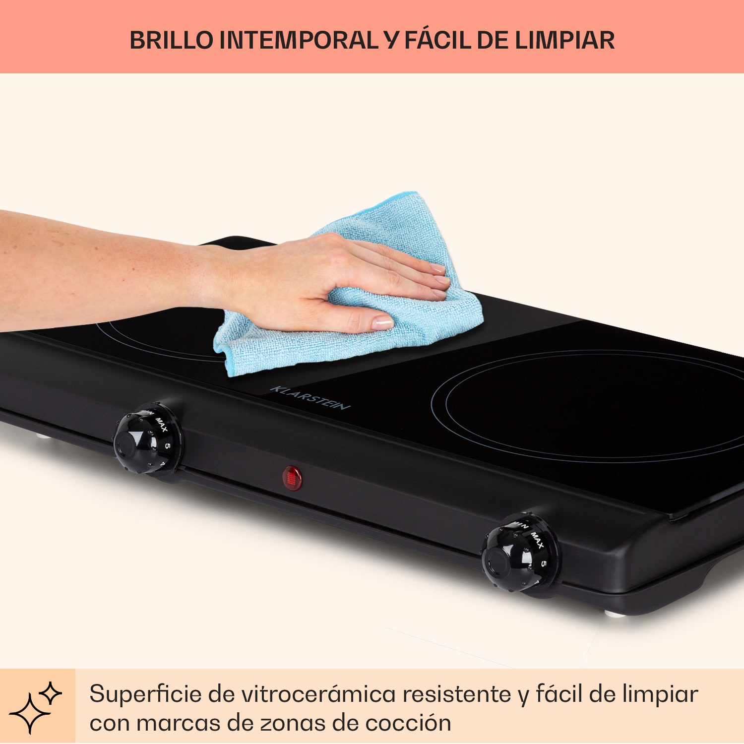 Vitrocerámica doble Cookbuddy 2400W 5 niveles de potencia 