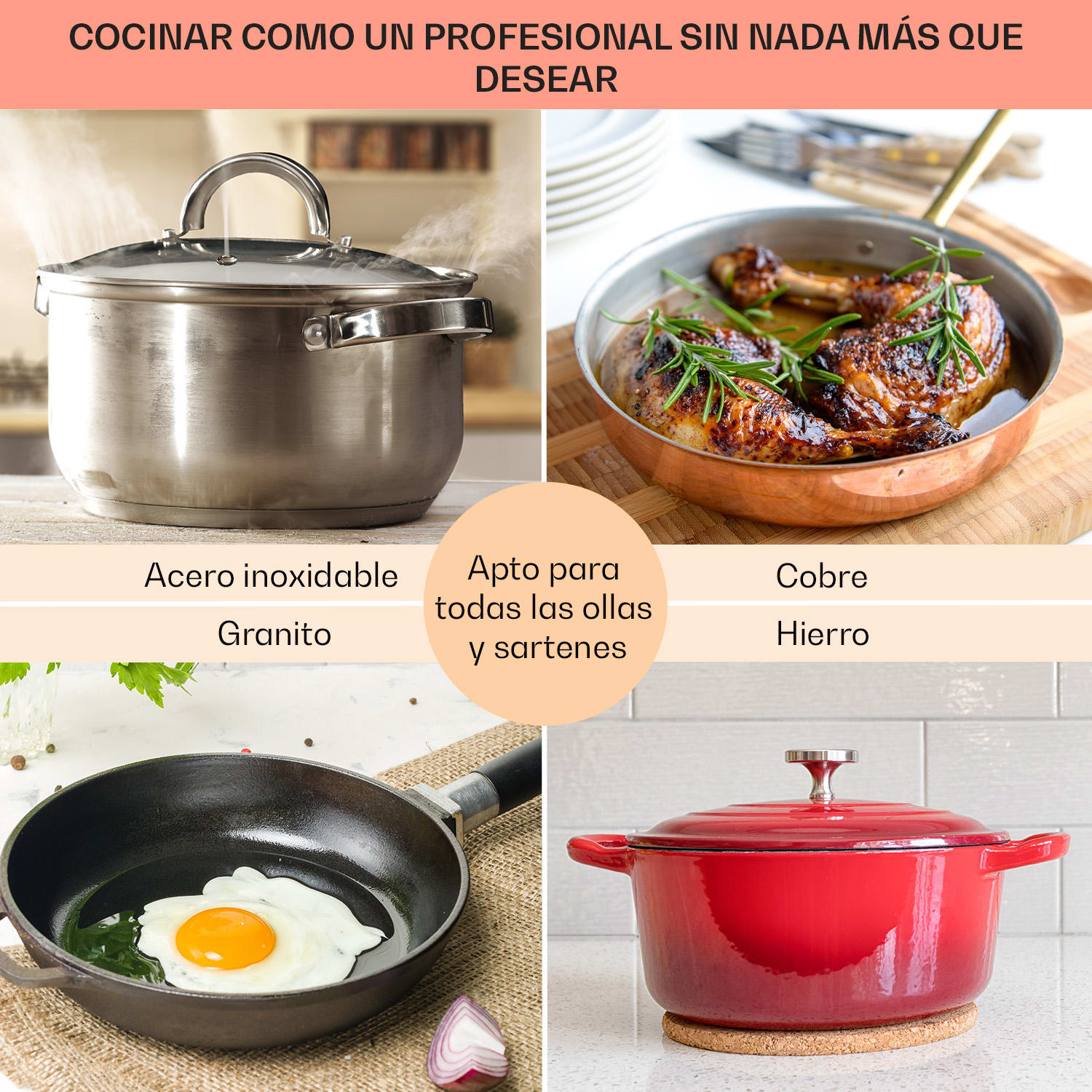 Vitrocerámica doble Cookbuddy 2400W 5 niveles de potencia 