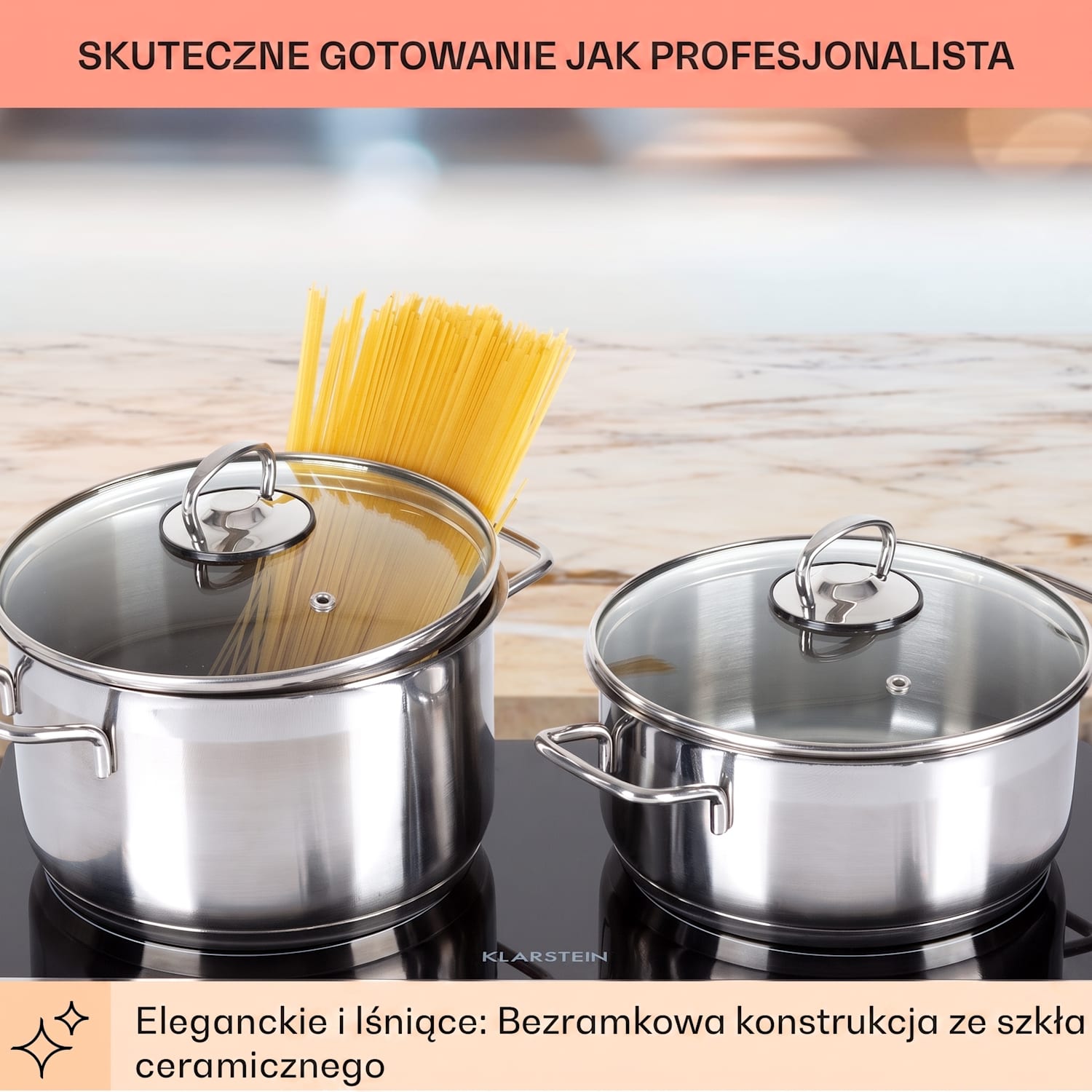 Cookbuddy, kuchenka elektryczna, przenośna, dwupalnikowa, 2400 W, 5 poziomów mocy, szkło ceramiczne Czarny