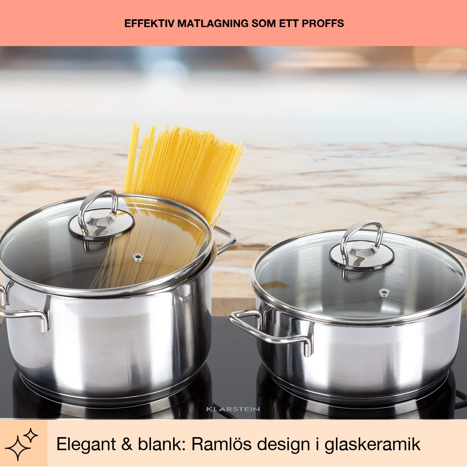 Cookbuddy Dubbel kokplatta 2400W 5 effektnivåer glaskeramik Svart
