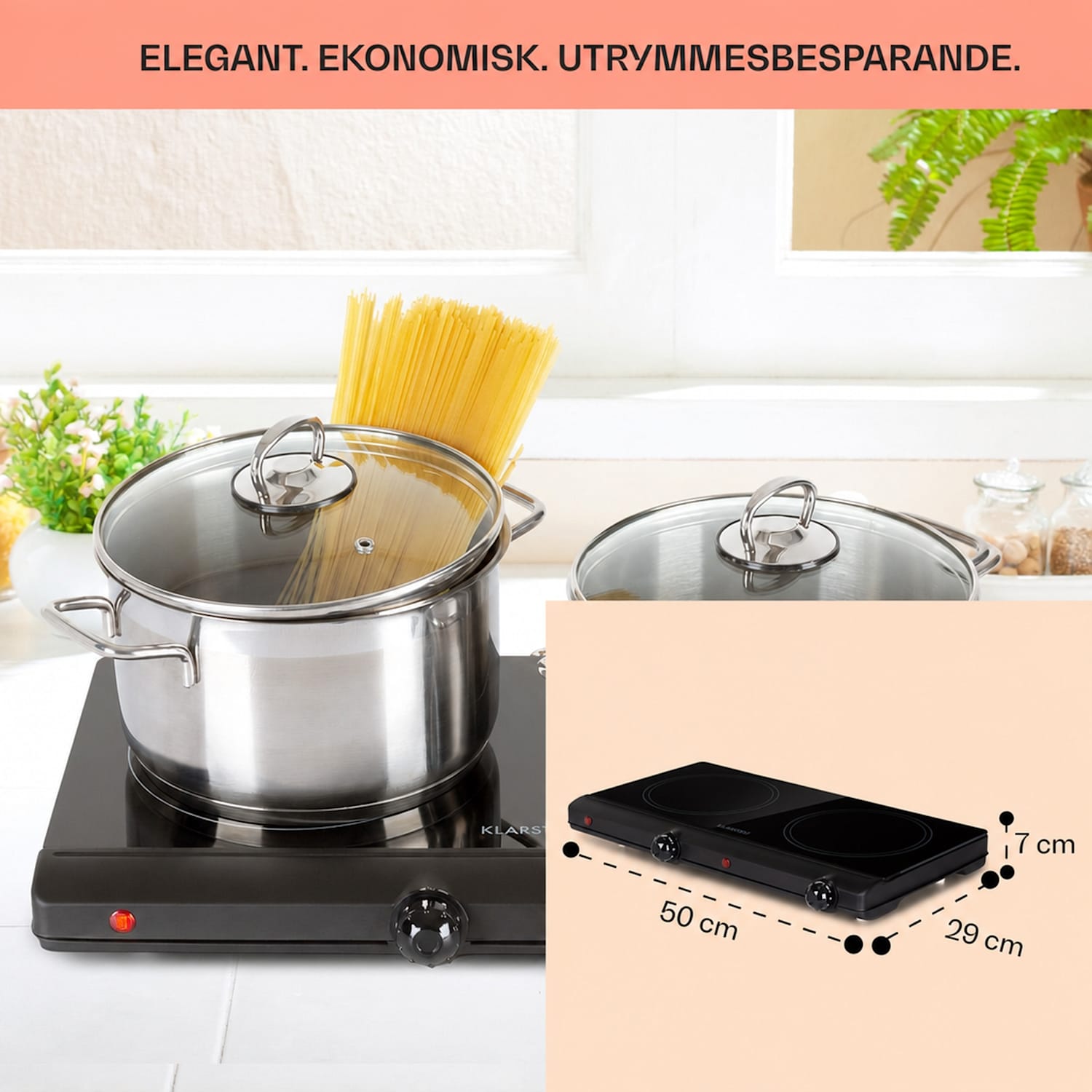 Cookbuddy Dubbel kokplatta 2400W 5 effektnivåer glaskeramik Svart