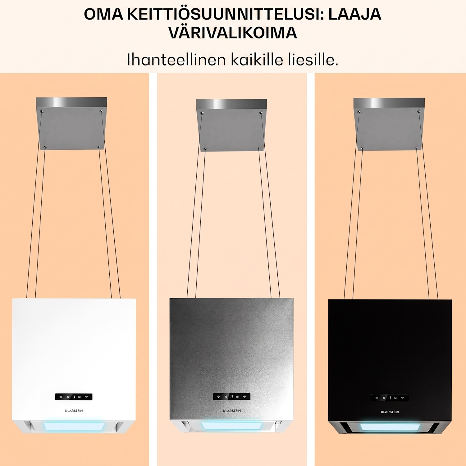 Kronleuchter Smart, saarekeliesituuletin, 595 m³/h, sovellusohjaus, LED-paneeli 40 cm | Musta